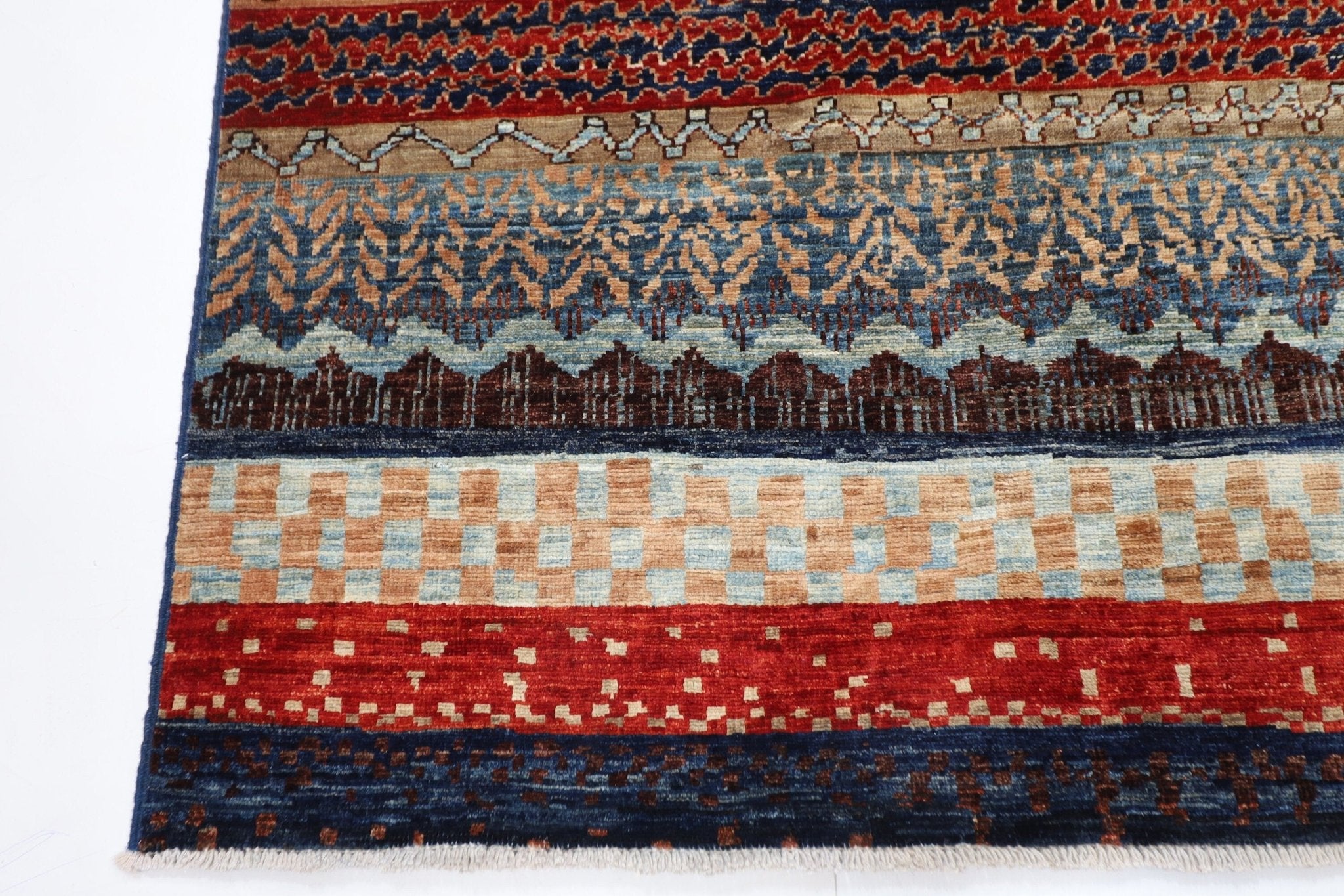 Gabbeh - 4'2" x 5'8" ft (127 x 173 cm) Hand Knotted Afghan Wool Rug - Jerm Rugs - Handmade Afghan Rug - Jerm Rugs