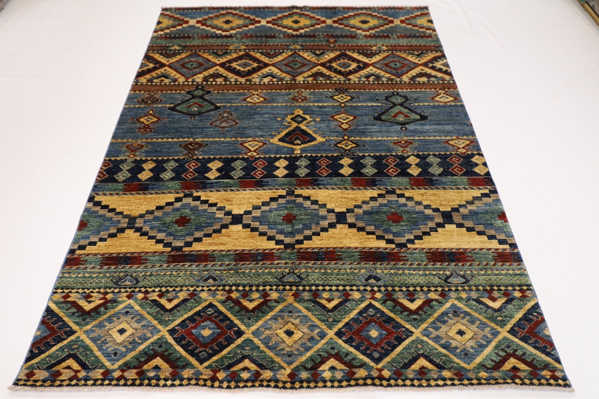 Gabbeh - 6'2 x 8'10 ft (187 x 267 cm) Hand Knotted Afghan Area Rug