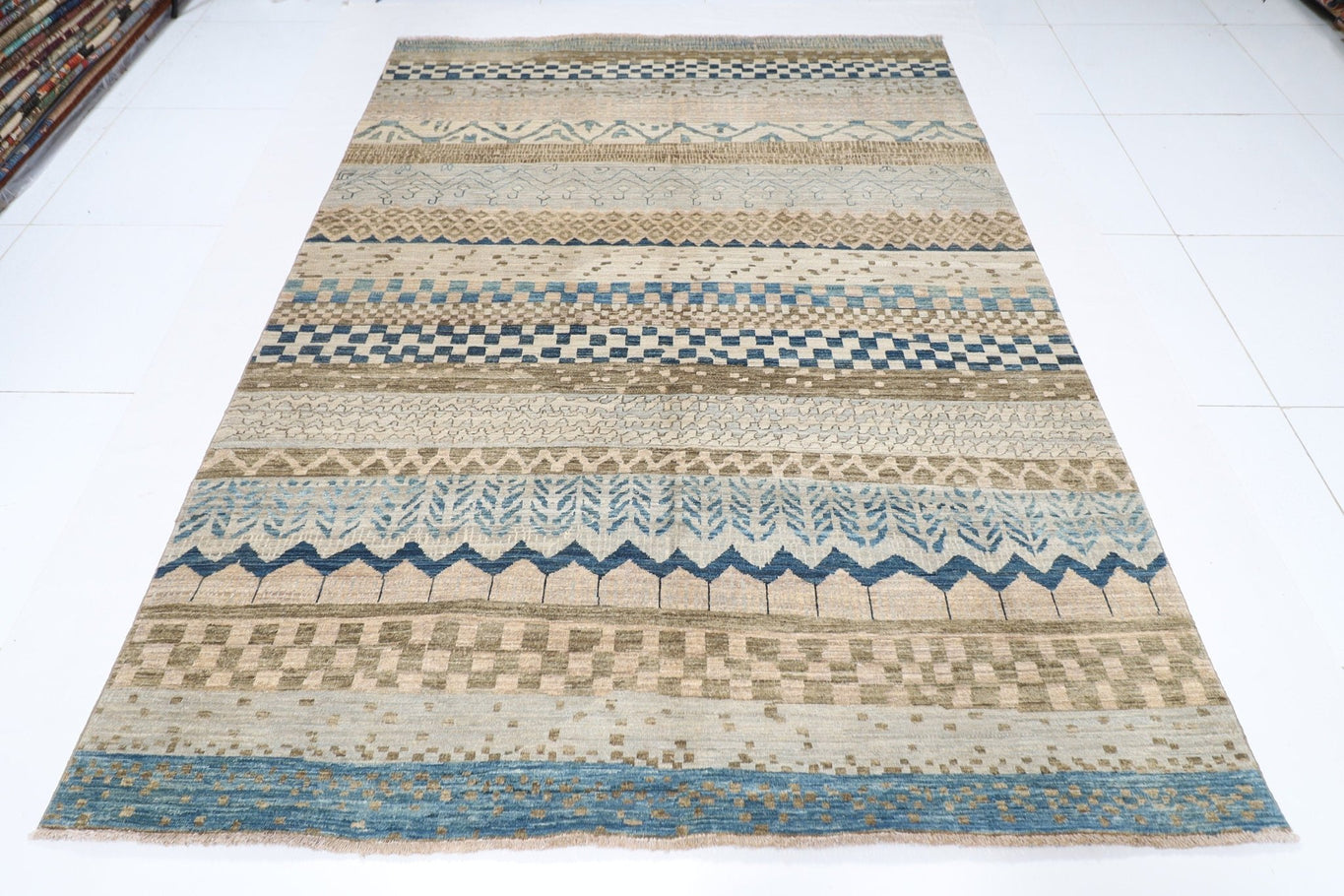 Gabbeh - 6.2x8.6 ft (187x257 cm) Hand Knotted Afghan Wool Rug