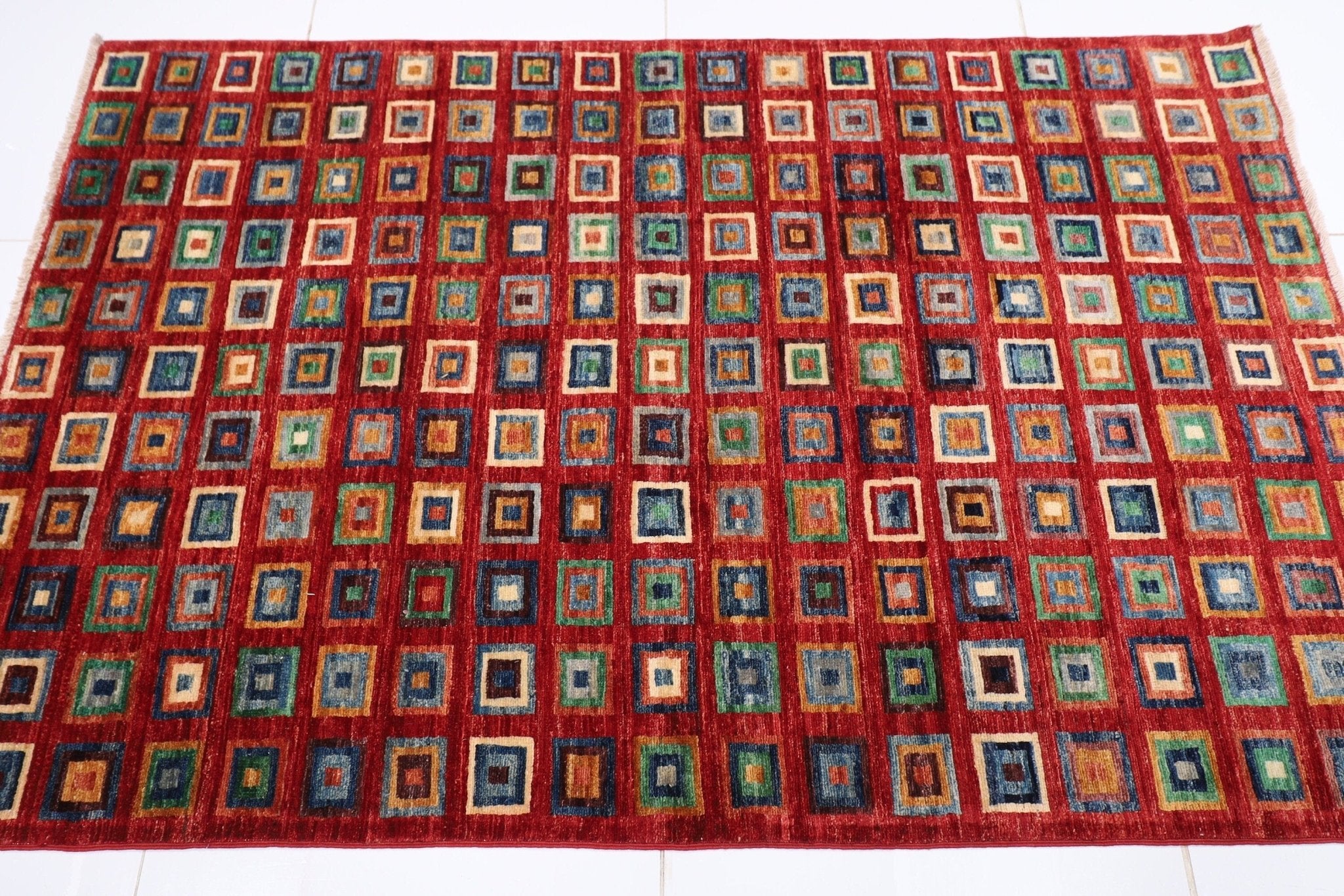 Gabbeh Rug - 124x192 cm (4'1"x6'4") Handmade Afghan Wool Area Rug - Jerm Rugs - Handmade Afghan Rug - Jerm Rugs