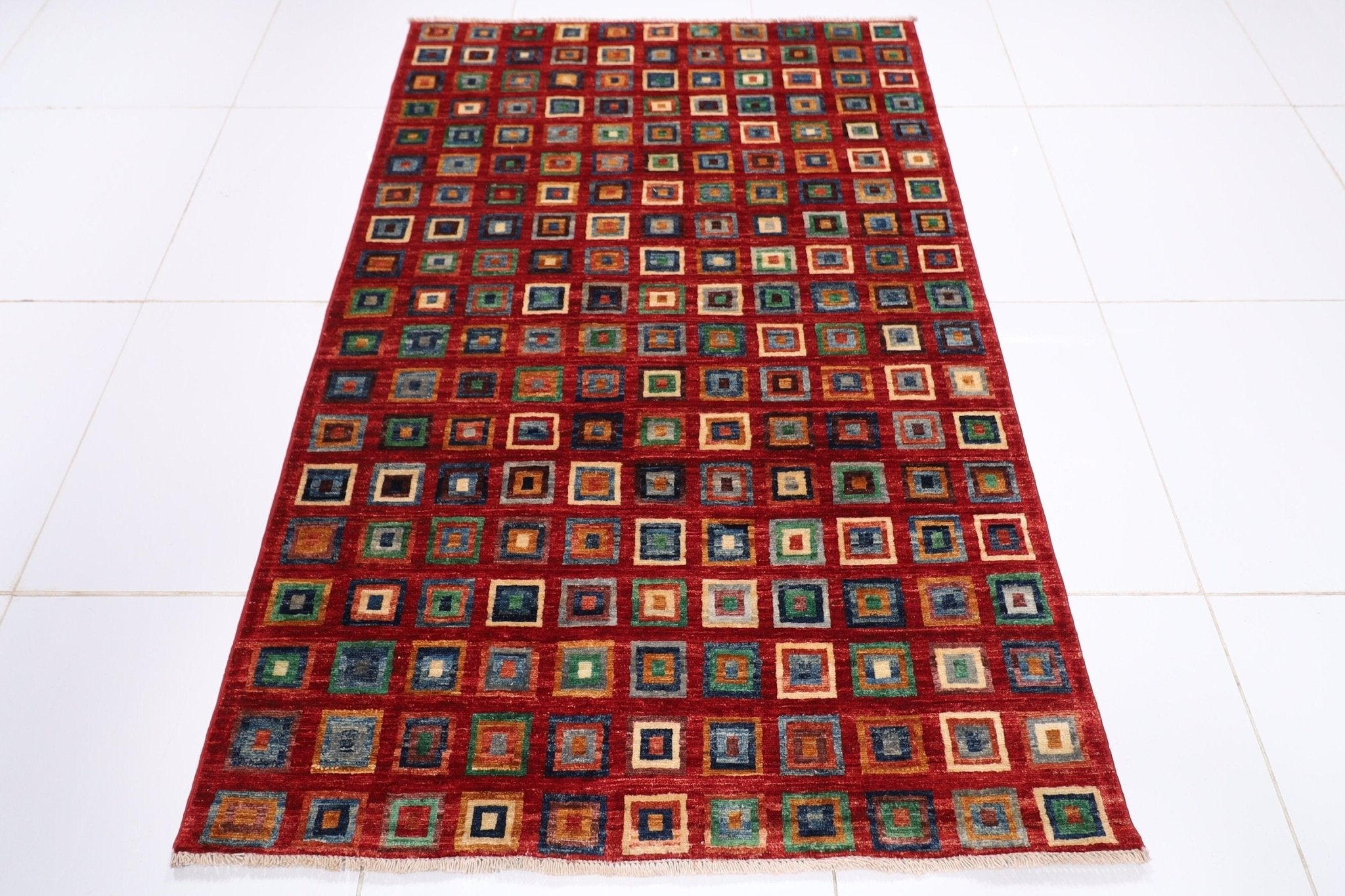 Gabbeh Rug - 124x192 cm (4'1"x6'4") Handmade Afghan Wool Area Rug - Jerm Rugs - Handmade Afghan Rug - Jerm Rugs