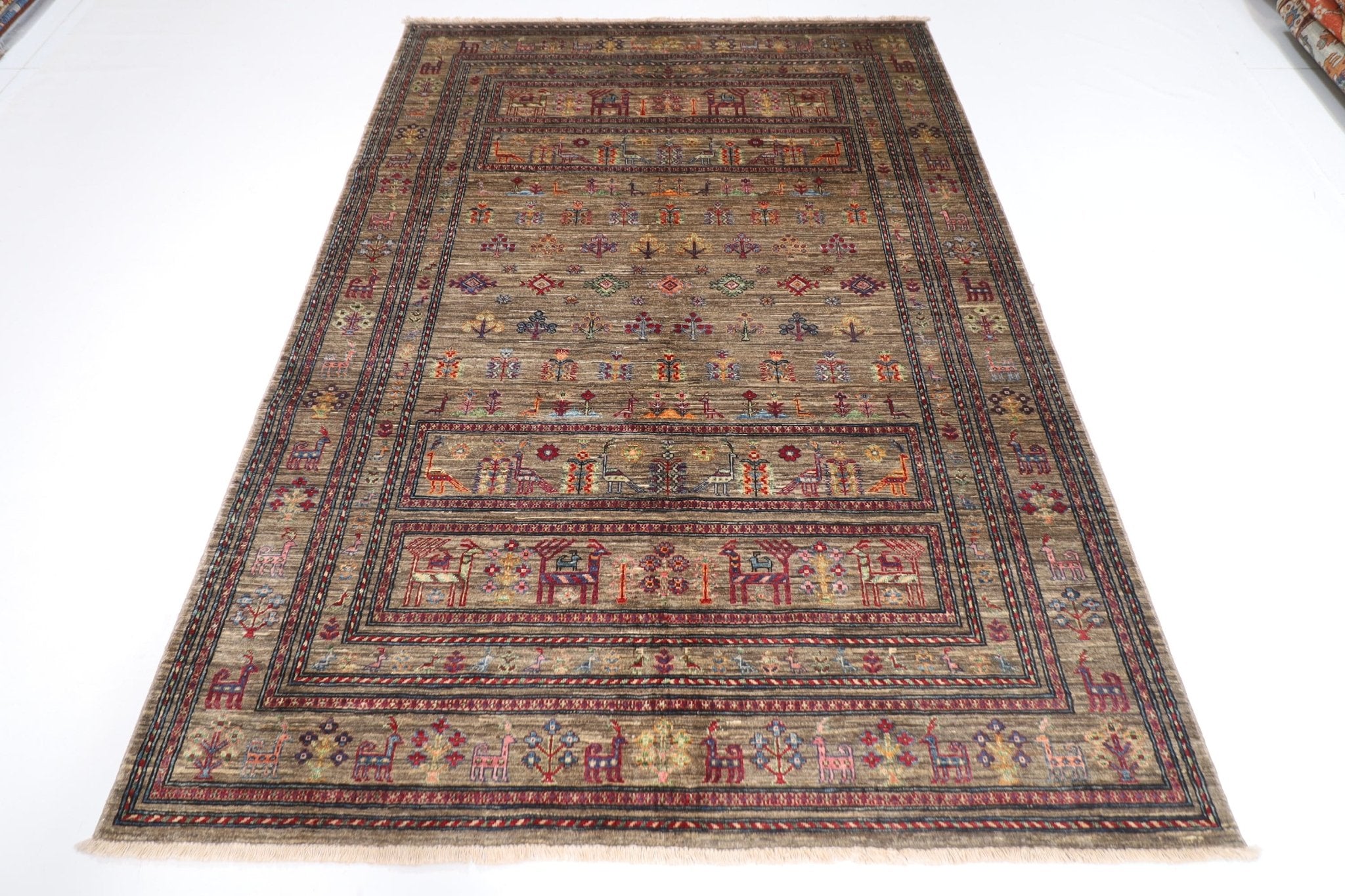 Gabbeh Rug - 174x246 cm (5'9"x8'1") - Handmade Afghan Design for Home & Office