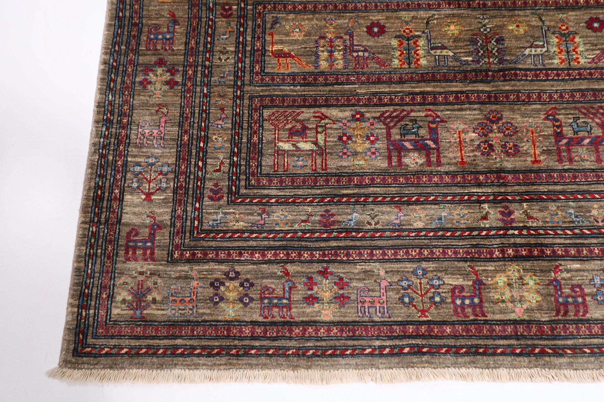 Gabbeh Rug - 174x246 cm (5'9"x8'1") - Handmade Afghan Design for Home & Office - Jerm Rugs - Handmade Afghan Rug - Jerm Rugs