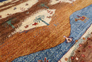 Gabbeh Rug - 5'11x8'9 ft (180x266 cm) Beige Brown Blue Tribal Landscape - Jerm Rugs - Handmade Afghan Rug - Jerm Rugs