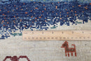 Gabbeh Rug - 5'11x8'9 ft (180x266 cm) Beige Brown Blue Tribal Landscape - Jerm Rugs - Handmade Afghan Rug - Jerm Rugs