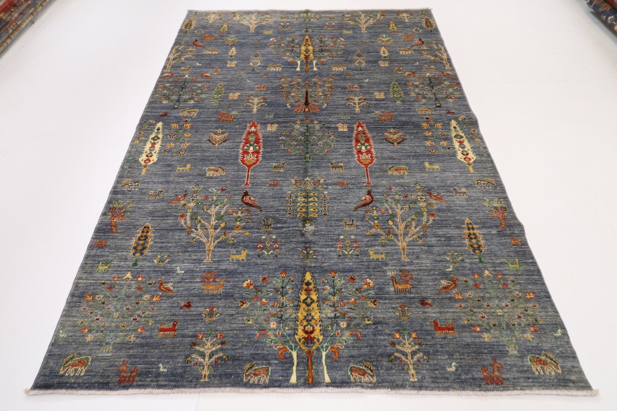 Gabbeh Rug - 6x8.10 ft (183 x 268 cm) Gray Tribal Hand-Knotted Wool