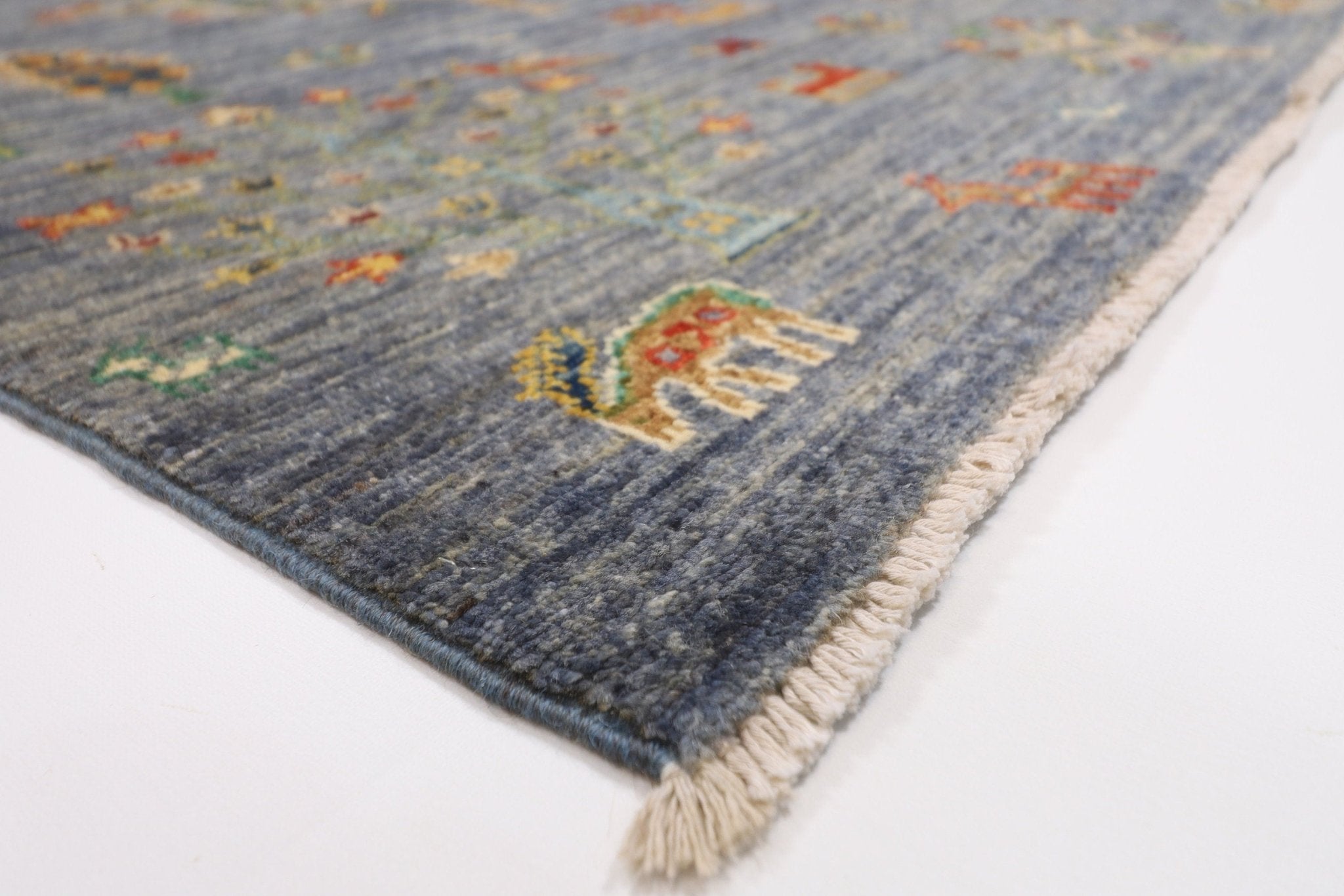 Gabbeh Rug - 6x8.10 ft (183 x 268 cm) Gray Tribal Hand - Knotted Wool - Jerm Rugs - Handmade Afghan Rug - Jerm Rugs