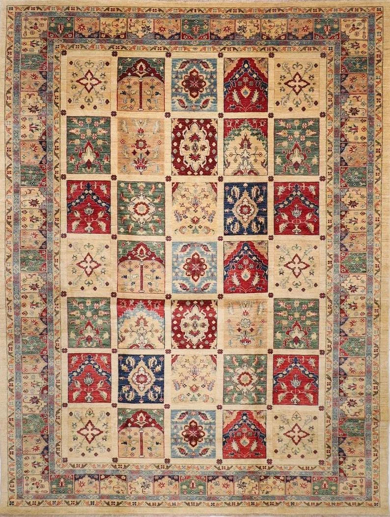 Geometric - 250 x 364 cm (8.3 x 12 ft) Hand Knotted Wool Rug - Jerm Rugs - Handmade Afghan Rug - Jerm Rugs