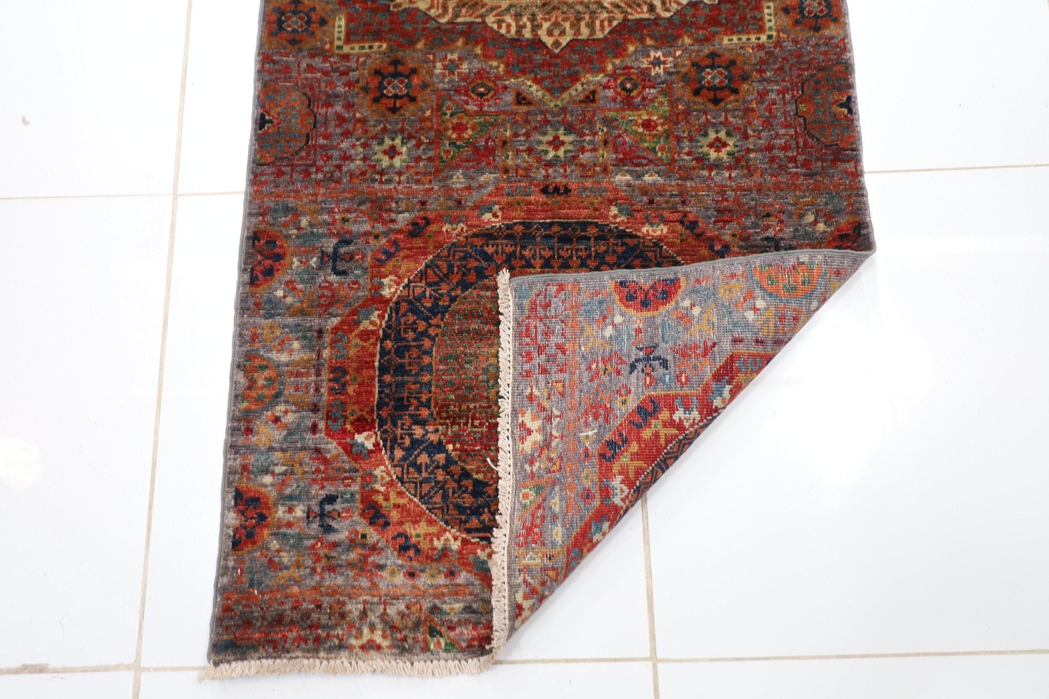 Gray Mamluk Hallway Runner Rug - 81 x 455 cm - Jerm Rugs - Jerm Rugs