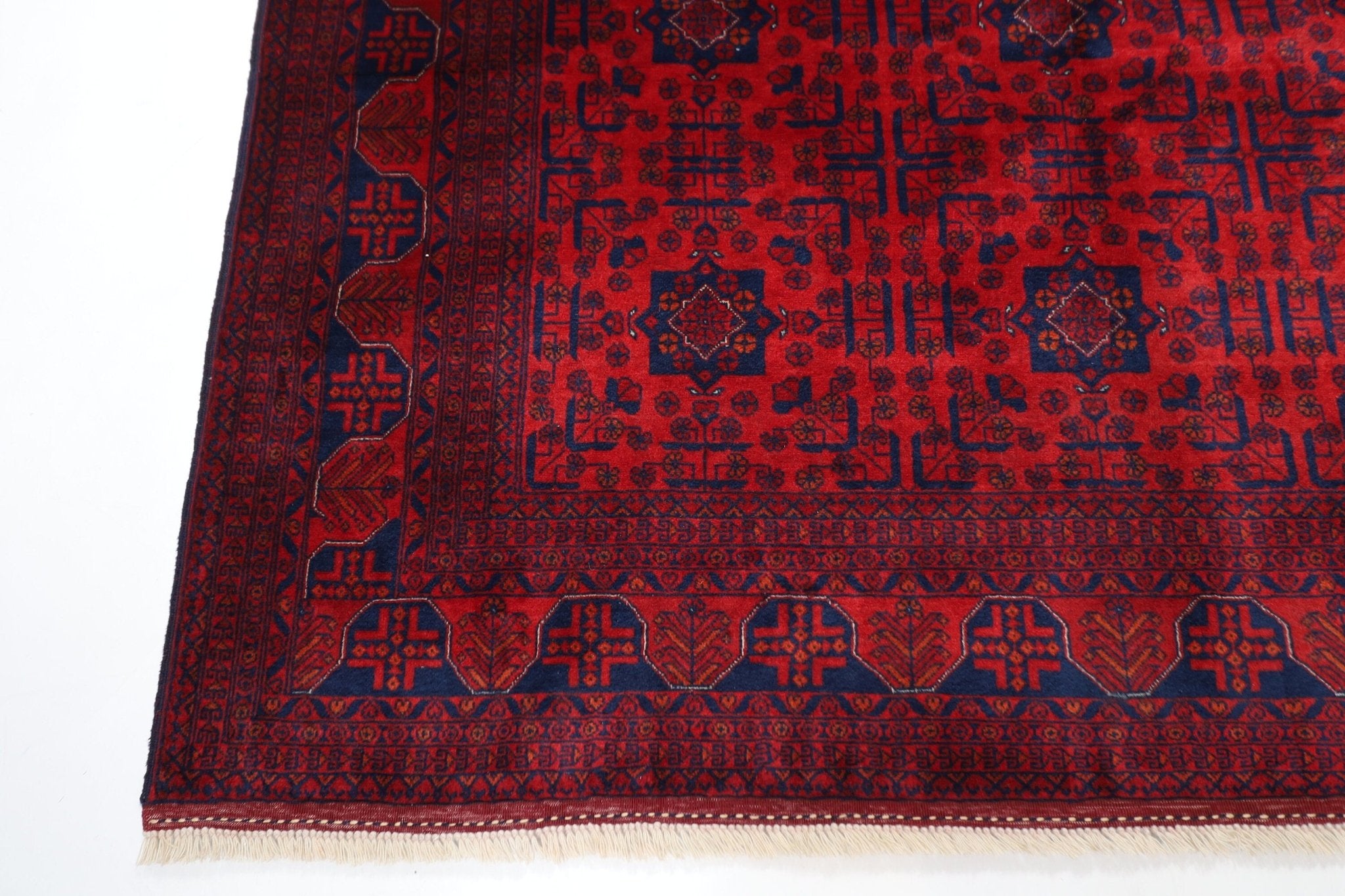 Handmade Afghan Turkmen 173x233 cm (5'8"x7'8") Bokhara Red Area Rug - Perfect for Living Room, Office, and Home Decor - Jerm Rugs - Handmade Afghan Rug - Jerm Rugs