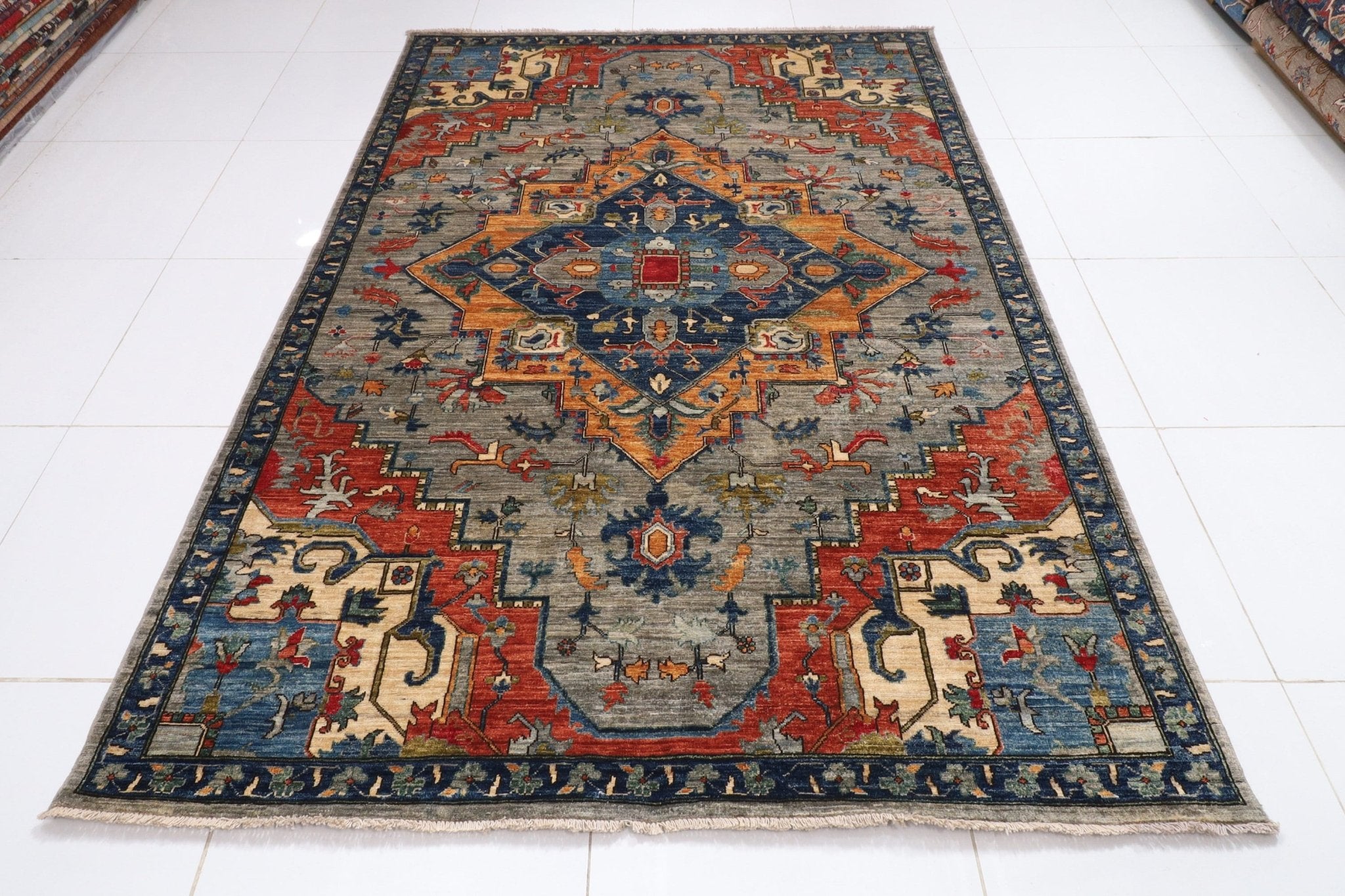 Heriz - 6'4" x 9'2" ft (192 x 279 cm) Handmade Wool Area Rug - Jerm Rugs - Handmade Afghan Rug - Jerm Rugs