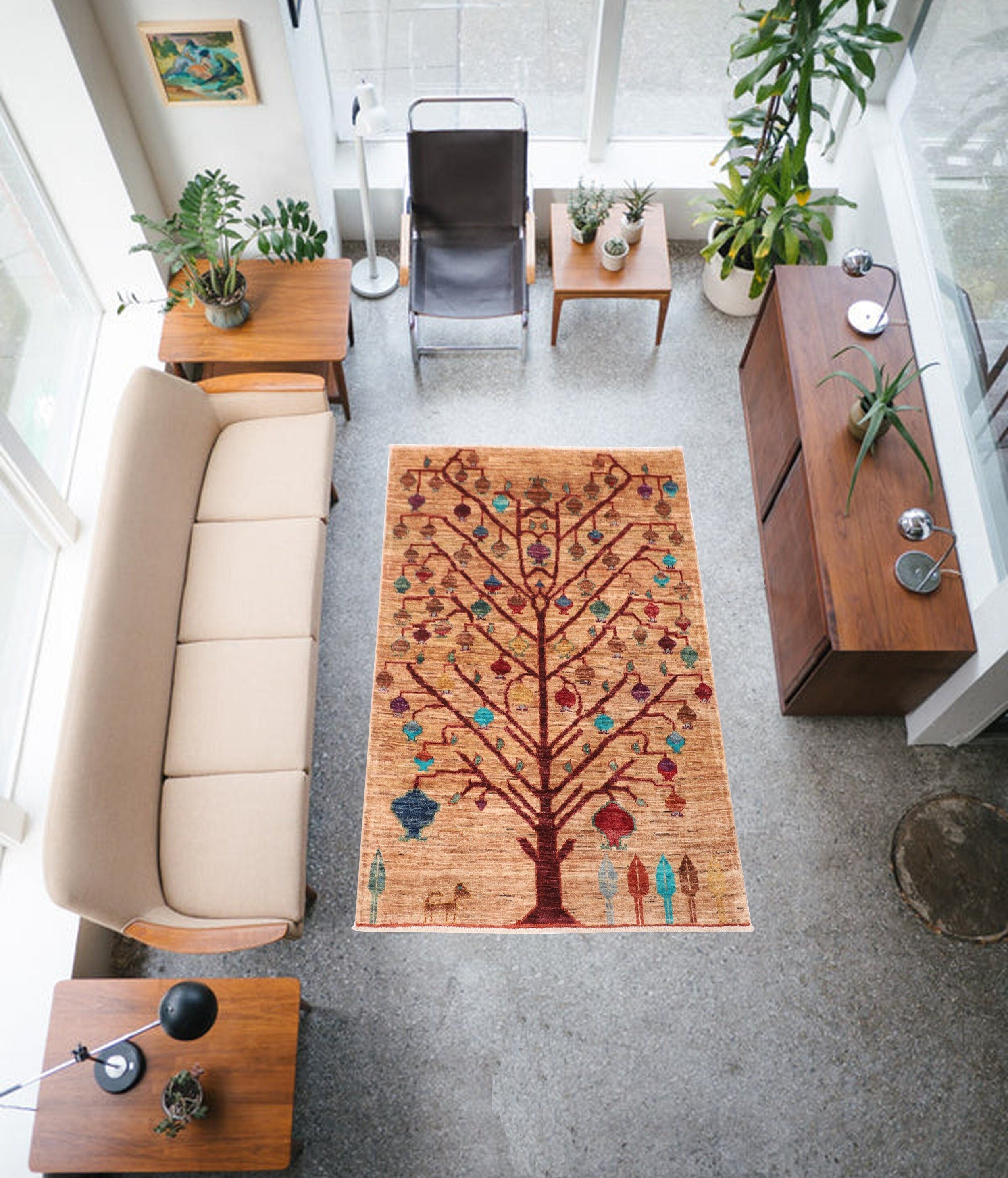 Tree of Life - 3.5x4.11 ft (103x149 cm) Hand Knotted Wool Rug