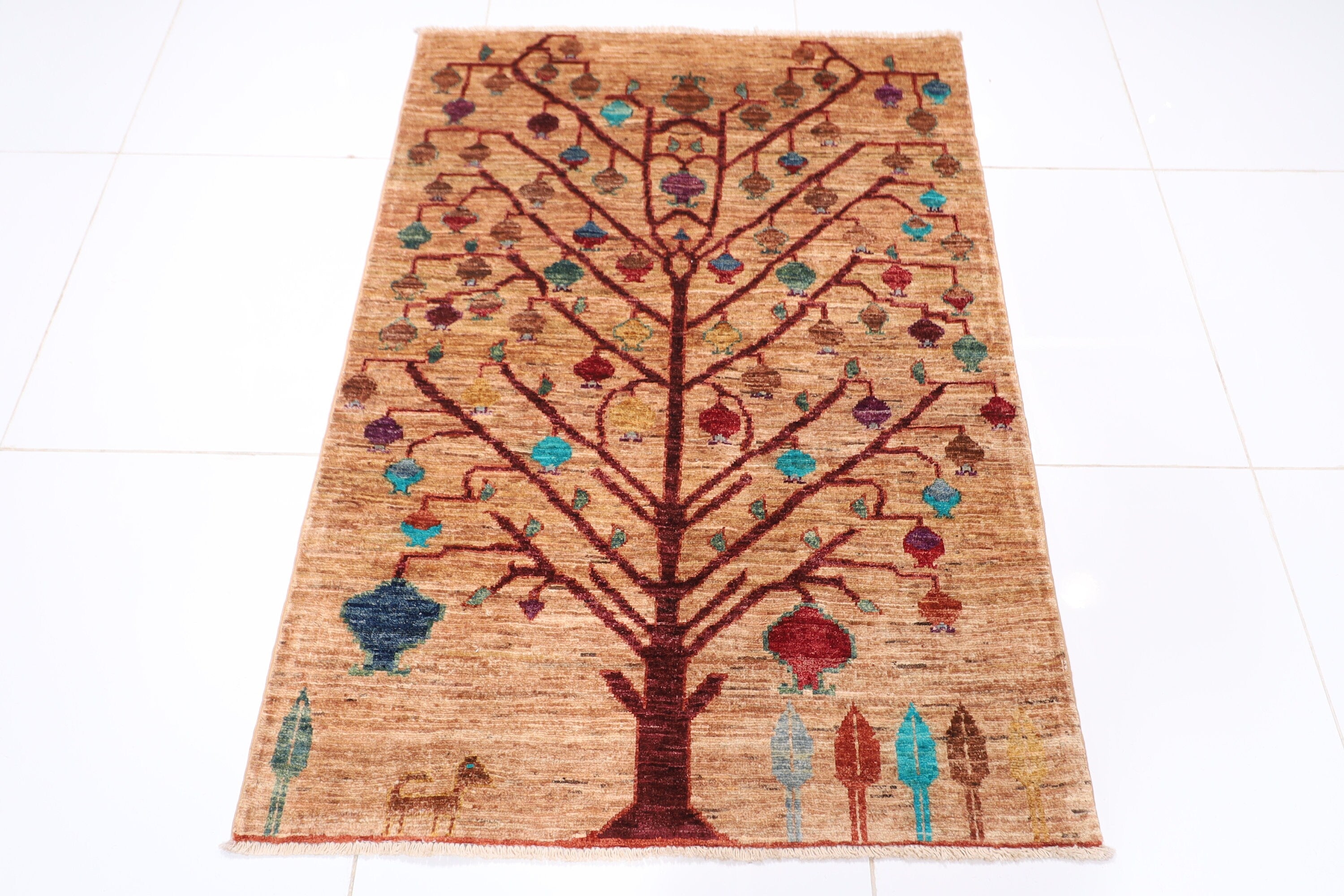 Tree of Life - 3.5x4.11 ft (103x149 cm) Hand Knotted Wool Rug