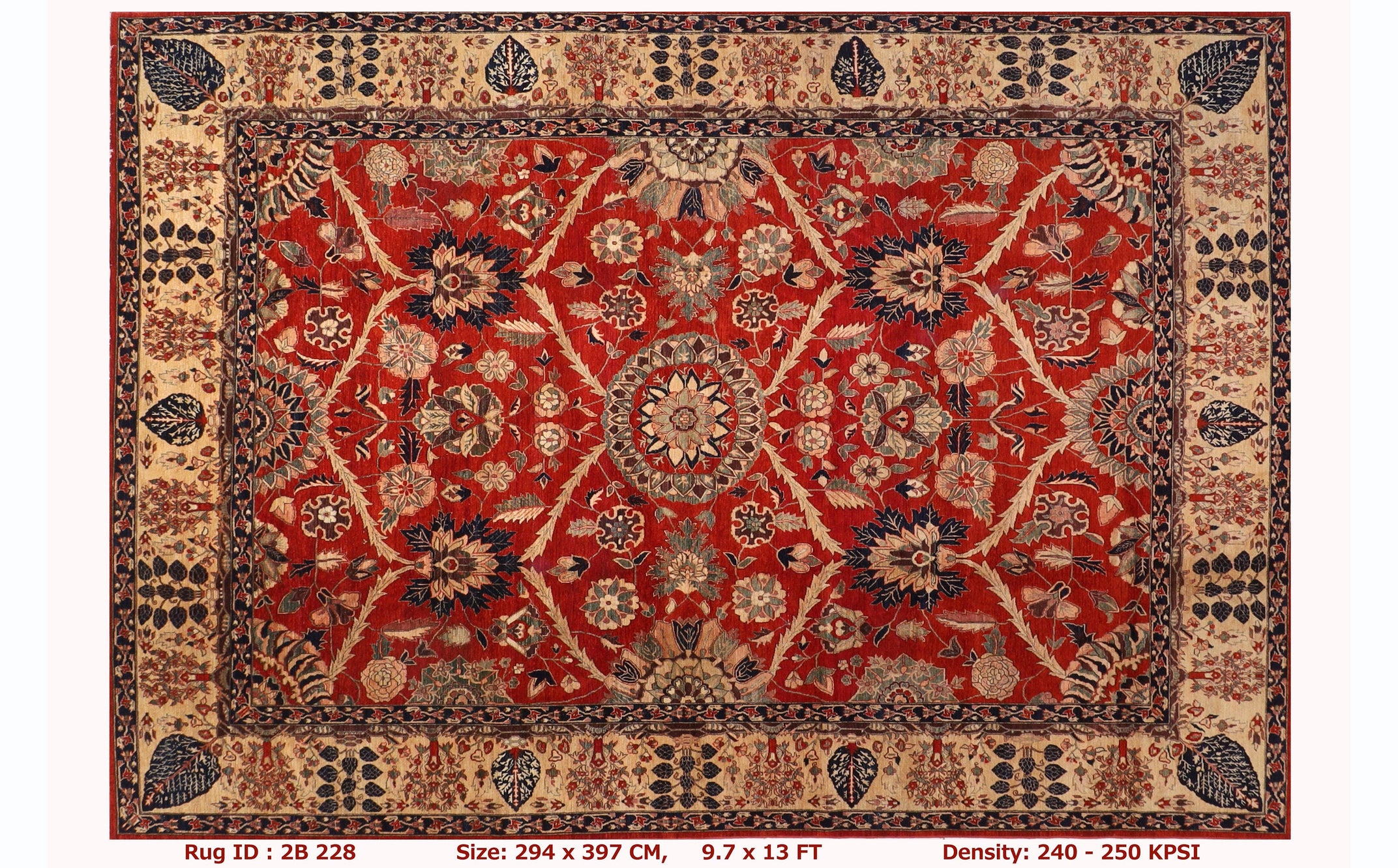 Persian Hand-Knotted Wool Rug - 294 x 397 cm