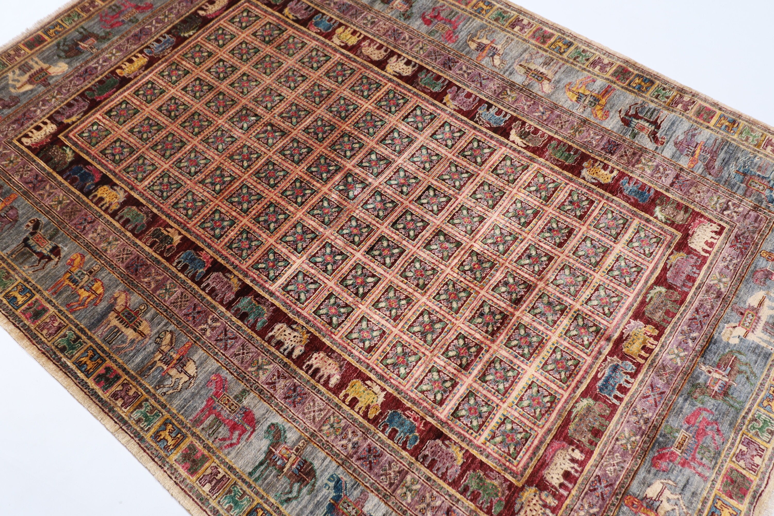 Tribal 174x240 cm (5.9x7.11 ft) Area Rug - Handmade Wool for Living Room & Office Decor