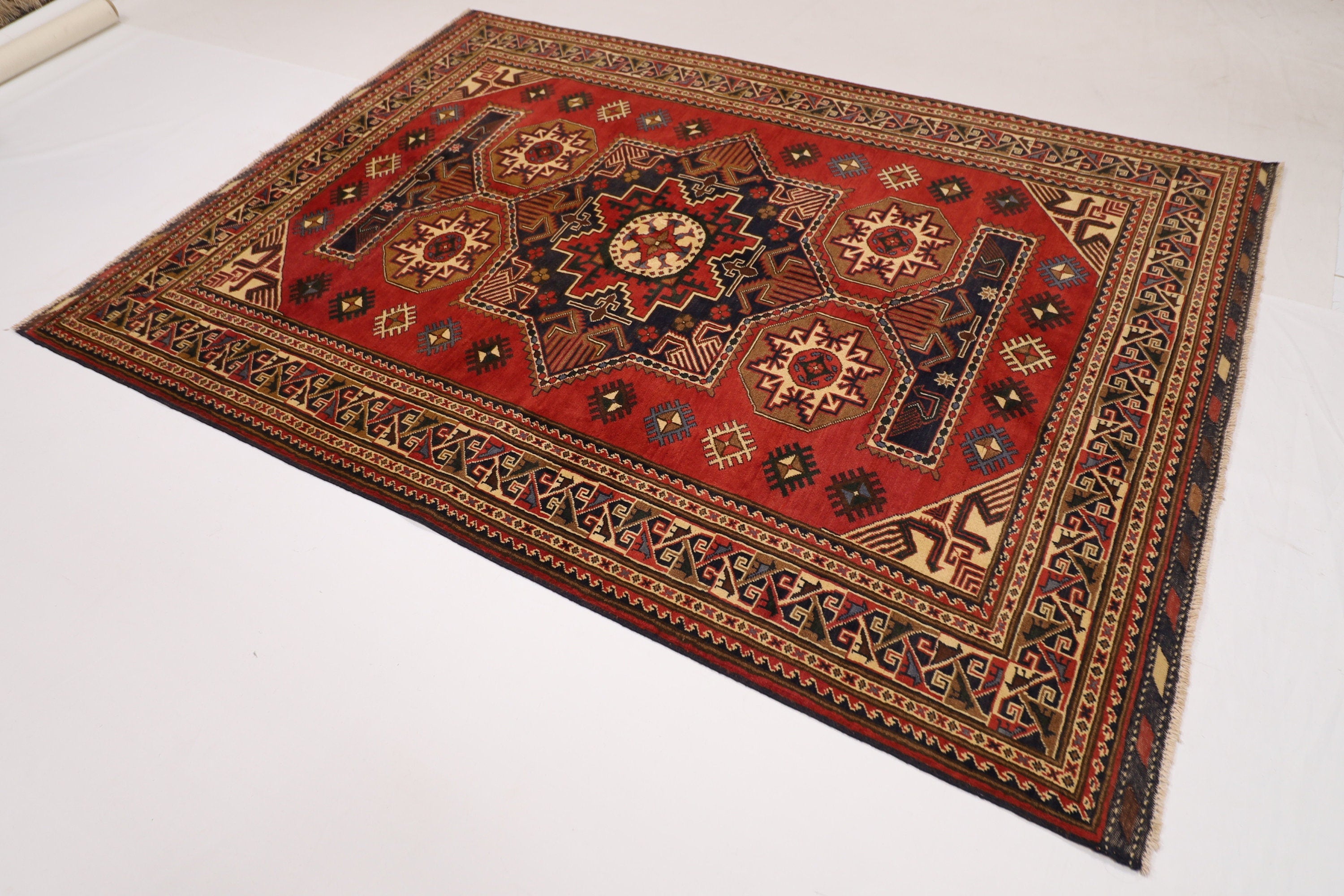 Tribal - 177x246 cm | 5.10x8.1 ft Handmade Afghan Ghazni Wool Area Rug