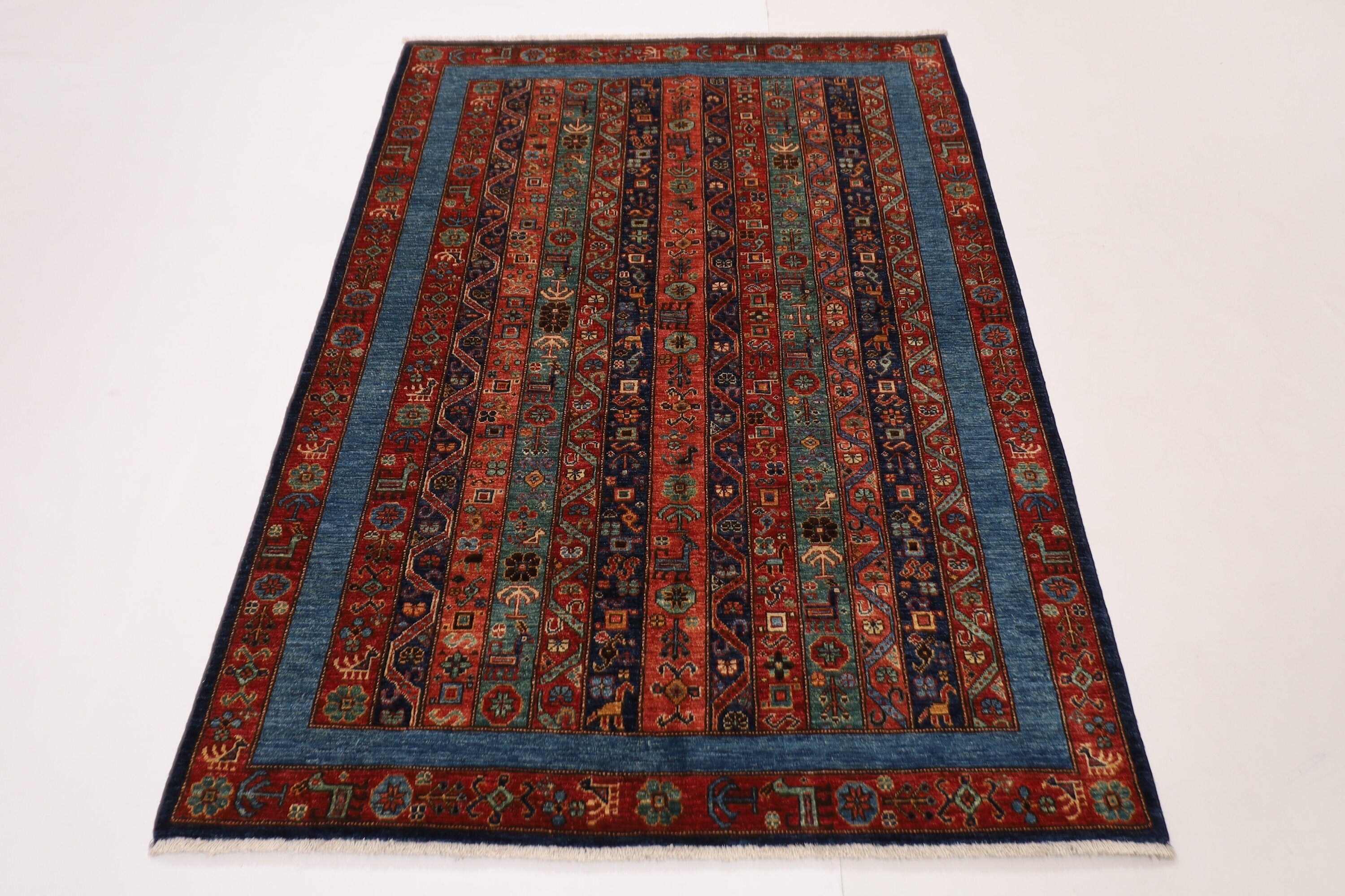 Tribal - 130 x 190 cm (4'3" x 6'3") Hand Knotted Afghan Wool Rug