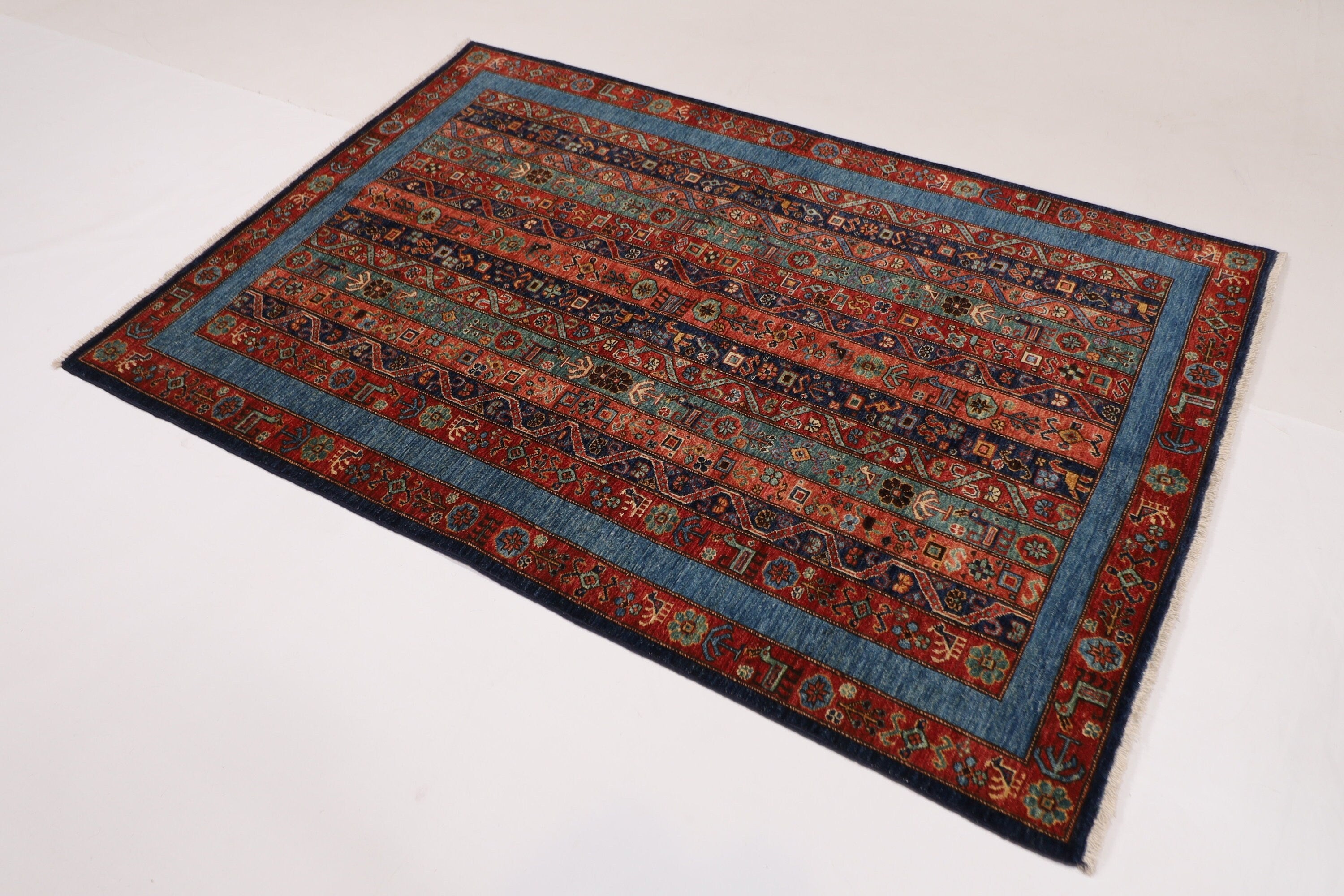 Tribal - 130 x 190 cm (4'3" x 6'3") Hand Knotted Afghan Wool Rug