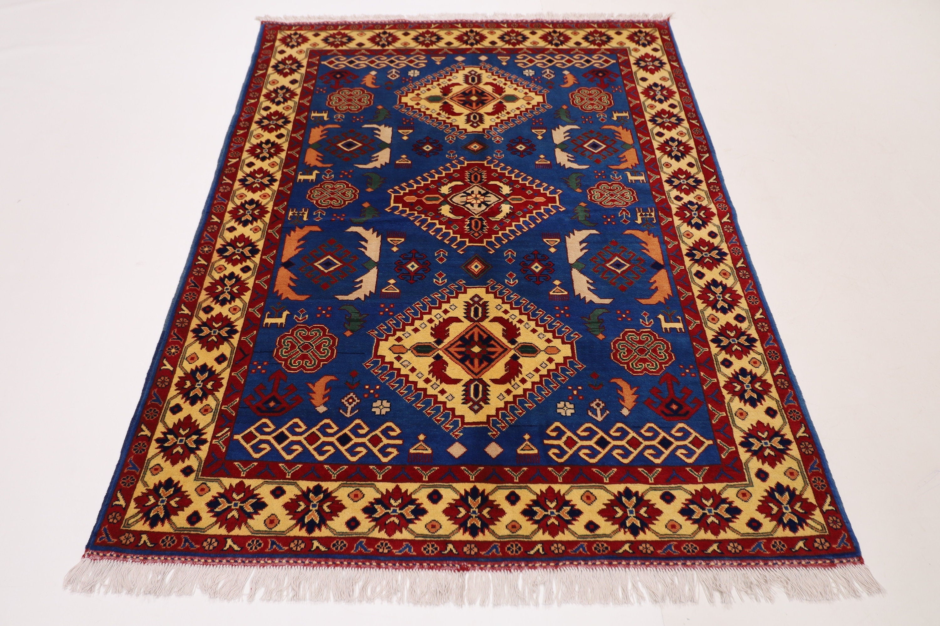 Tribal Wool Area Rug - 150 x 204 cm (4'11 x 6'9 ft)