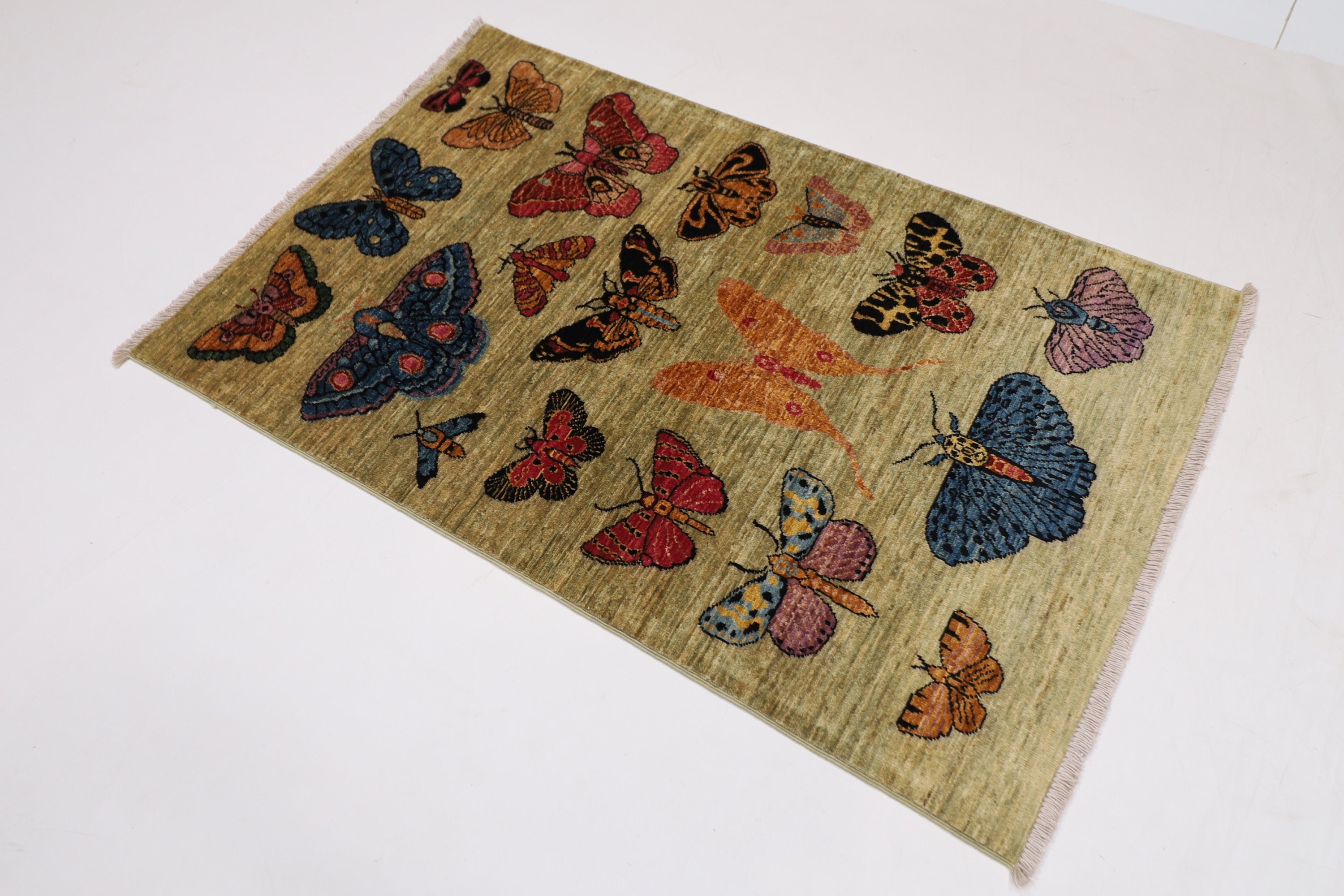 Tribal Afghan Butterfly Rug - 97 x 150 cm, 3.3 x 4.11 ft