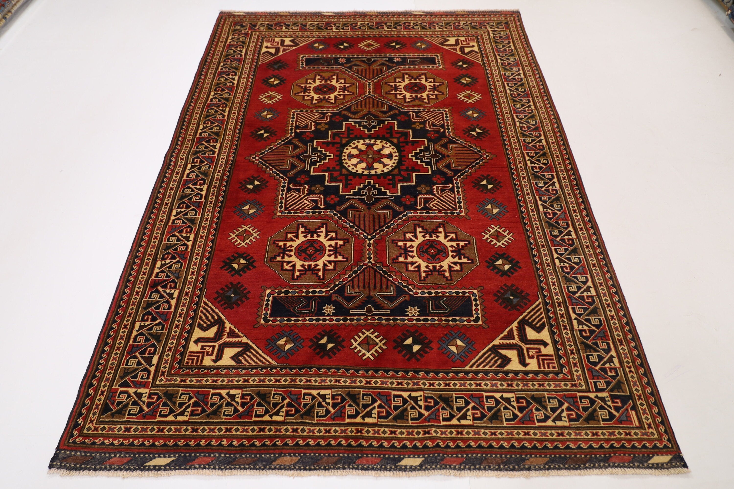 Tribal - 177x246 cm | 5.10x8.1 ft Handmade Afghan Ghazni Wool Area Rug