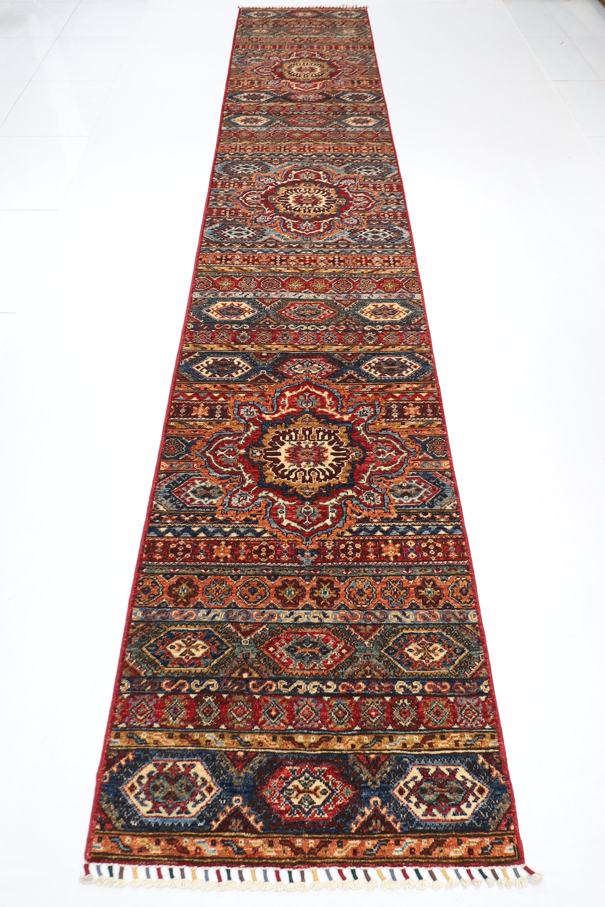 Turkmen Handmade Wool Runner Rug - 82x437 cm, 2.9x14.4 ft