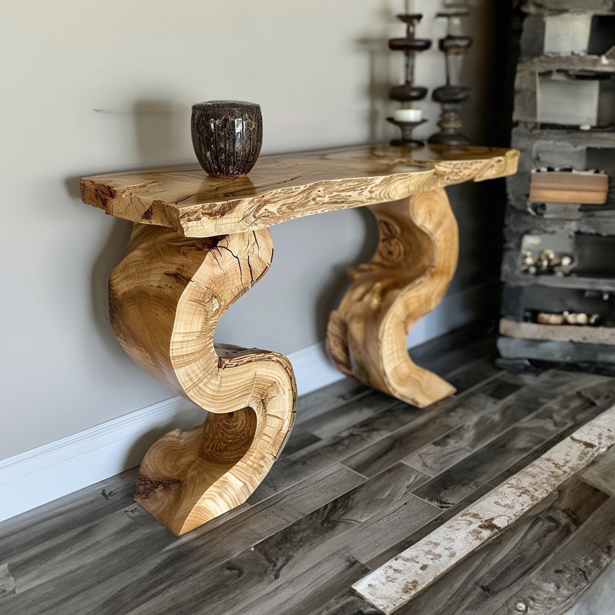 Handmade Rustic Natural Wood Console Table