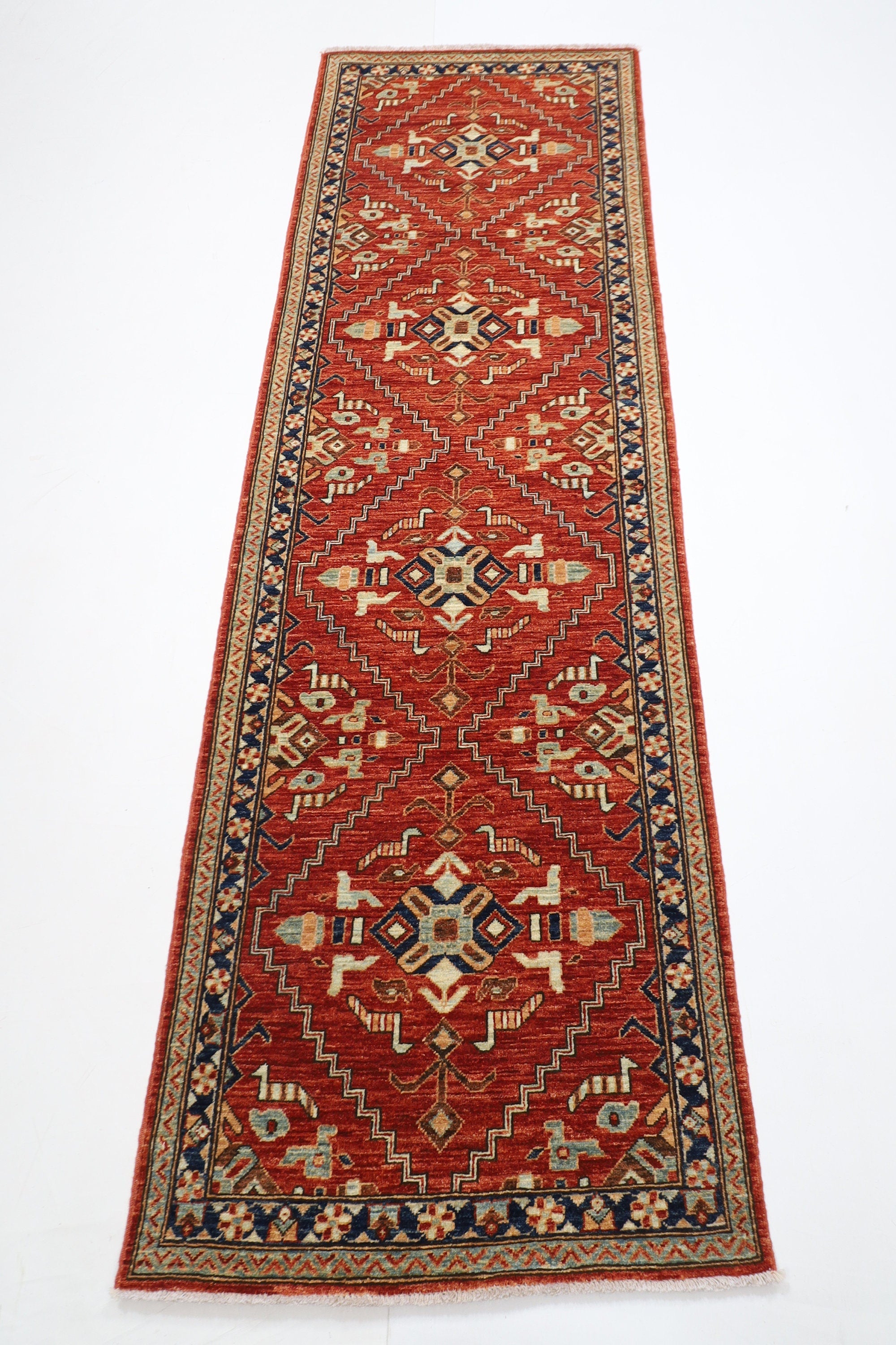 Turkmen - 75x245 cm (2.6 x 8 ft) Hand-Knotted Afghan Wool Runner Rug