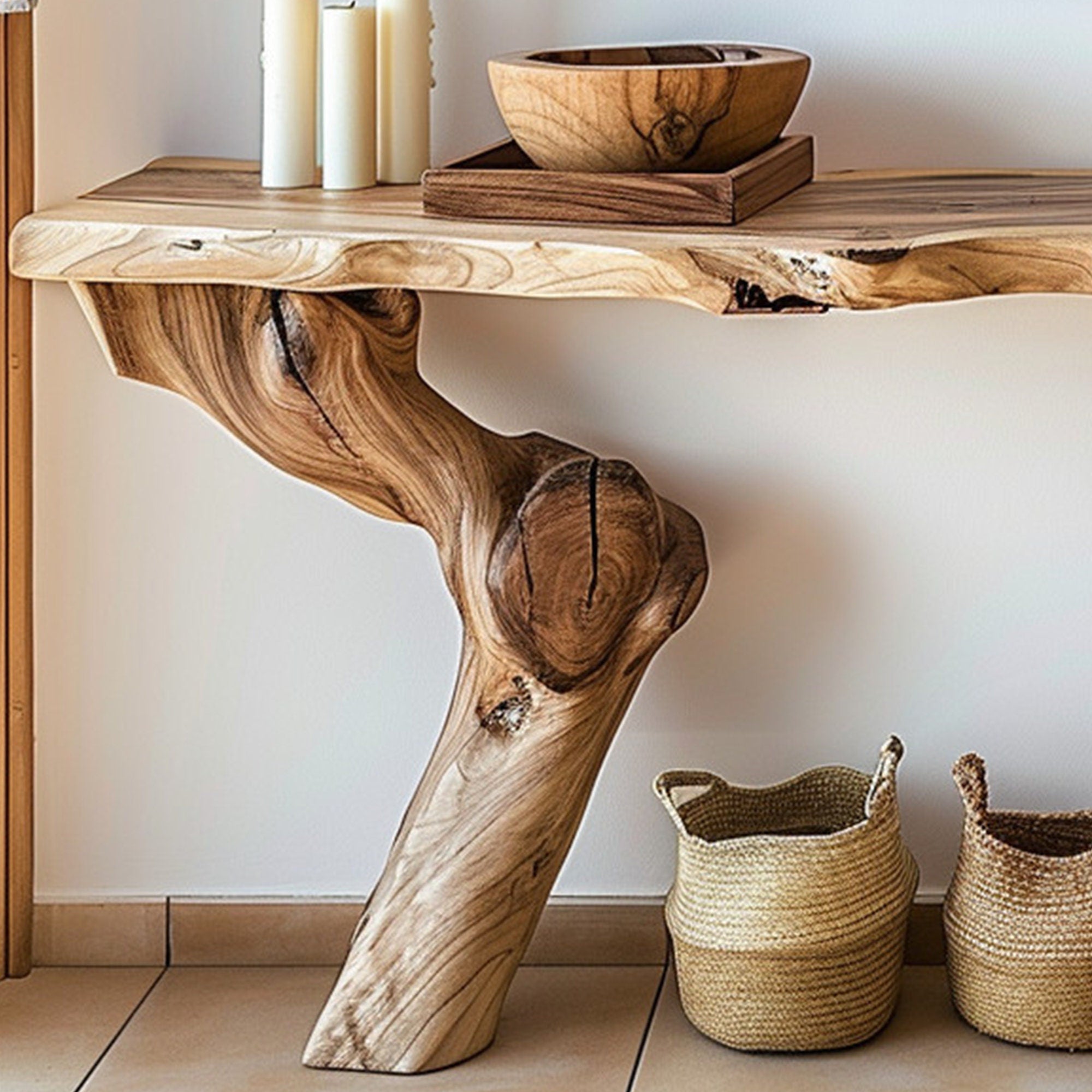 Handmade Rustic Wood Console Table