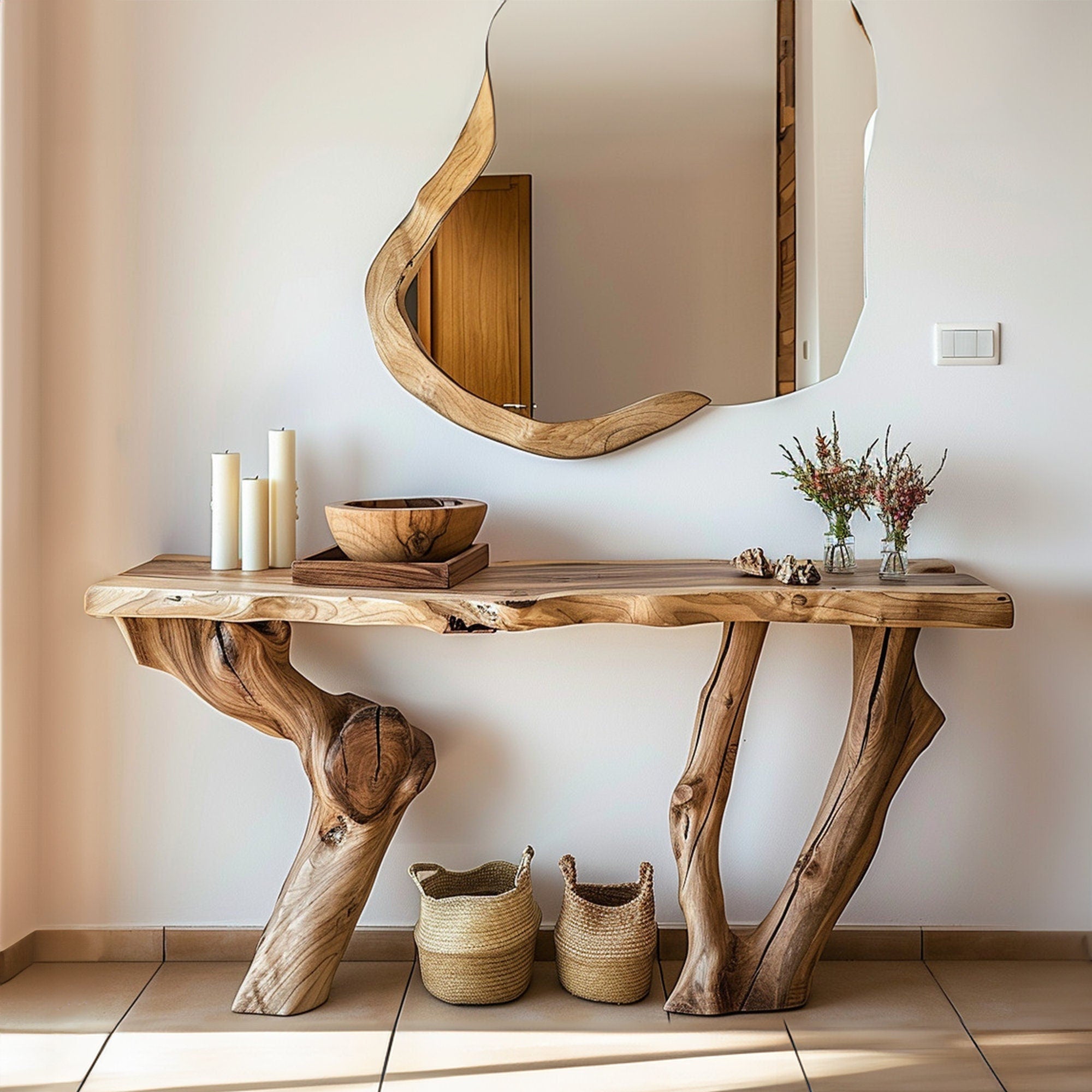 Handmade Rustic Wood Console Table