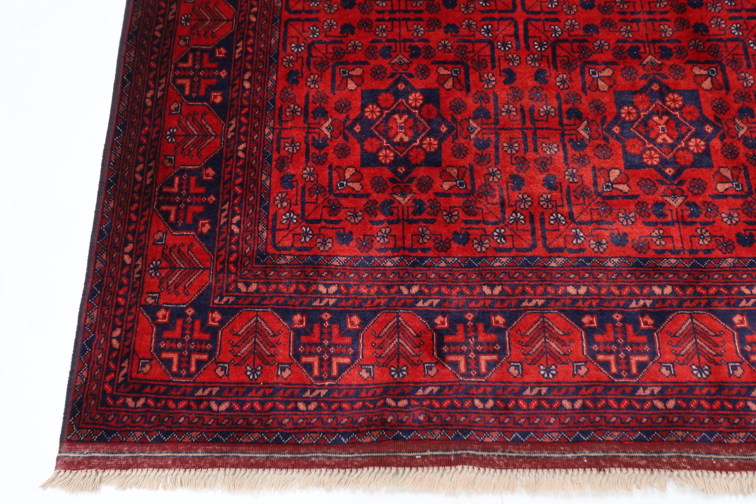 Kazak - 155 x 202 cm (5.1 x 6.8 ft) Hand Knotted Afghan Wool Rug