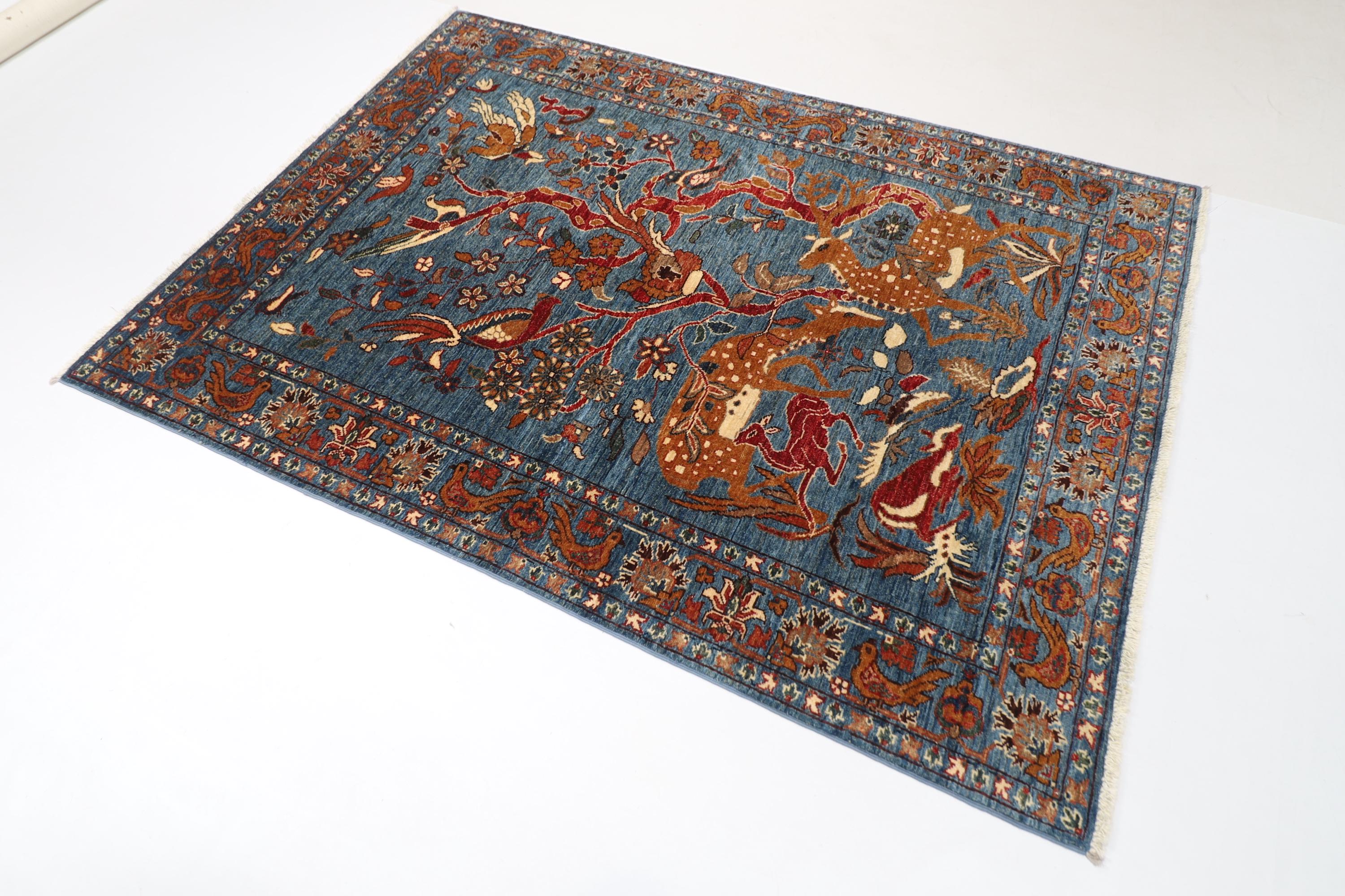 Oriental Afghan Hand-Knotted Wool Rug - 147 x 201 cm