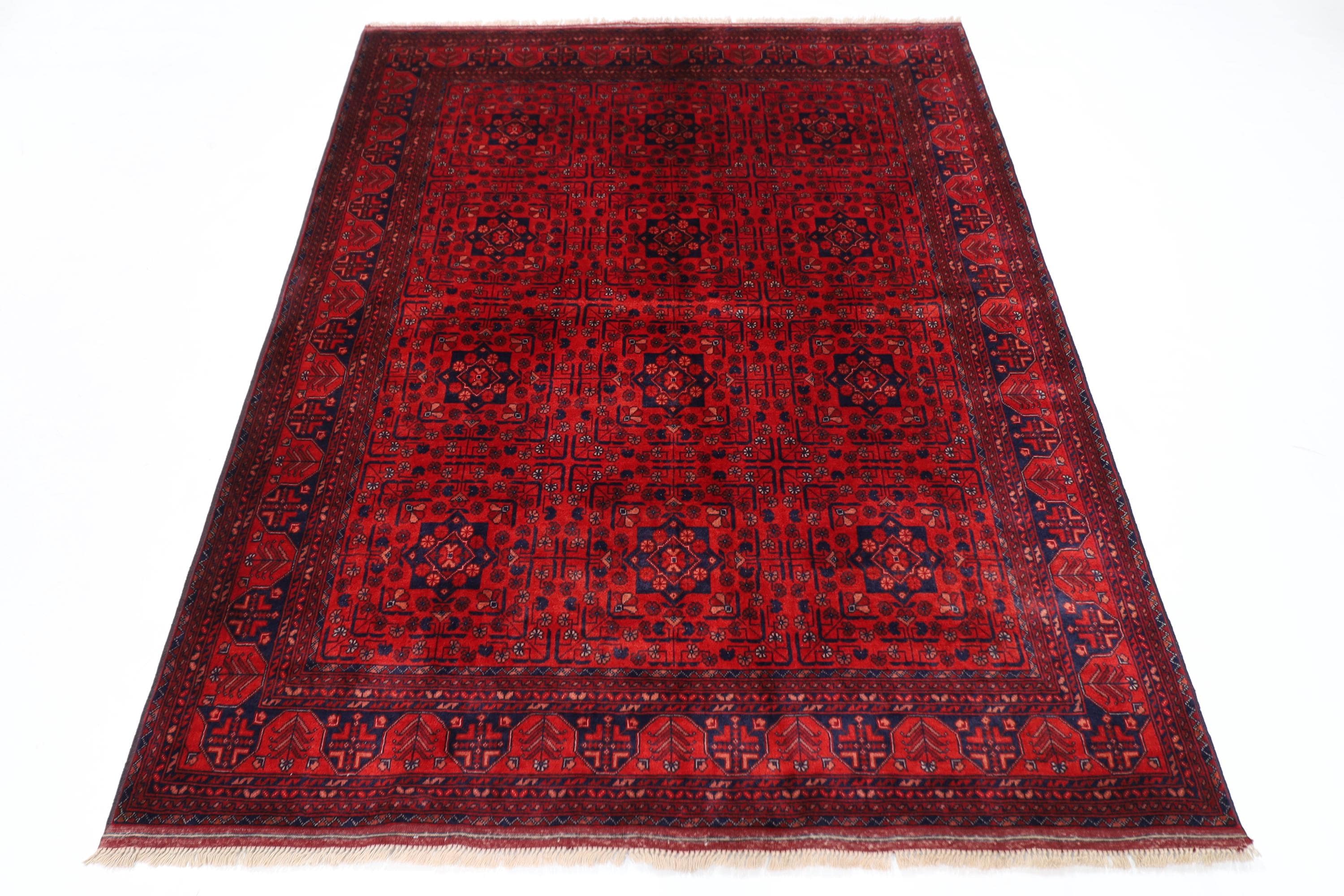 Kazak - 155 x 202 cm (5.1 x 6.8 ft) Hand Knotted Afghan Wool Rug