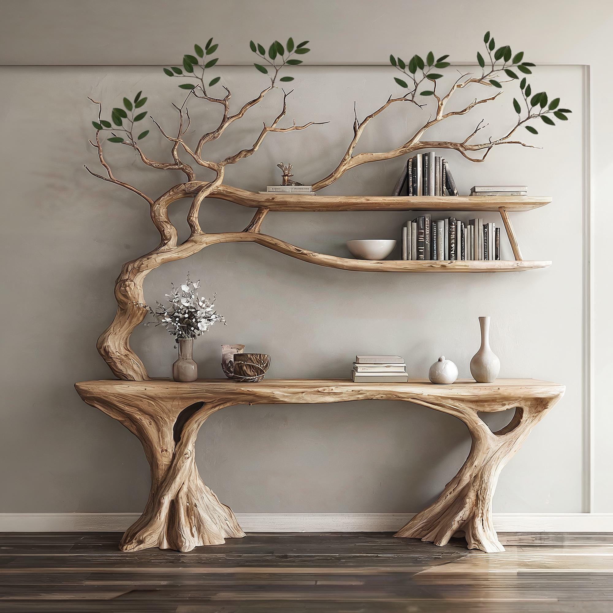 Tree-Inspired Console & Bookshelf Set