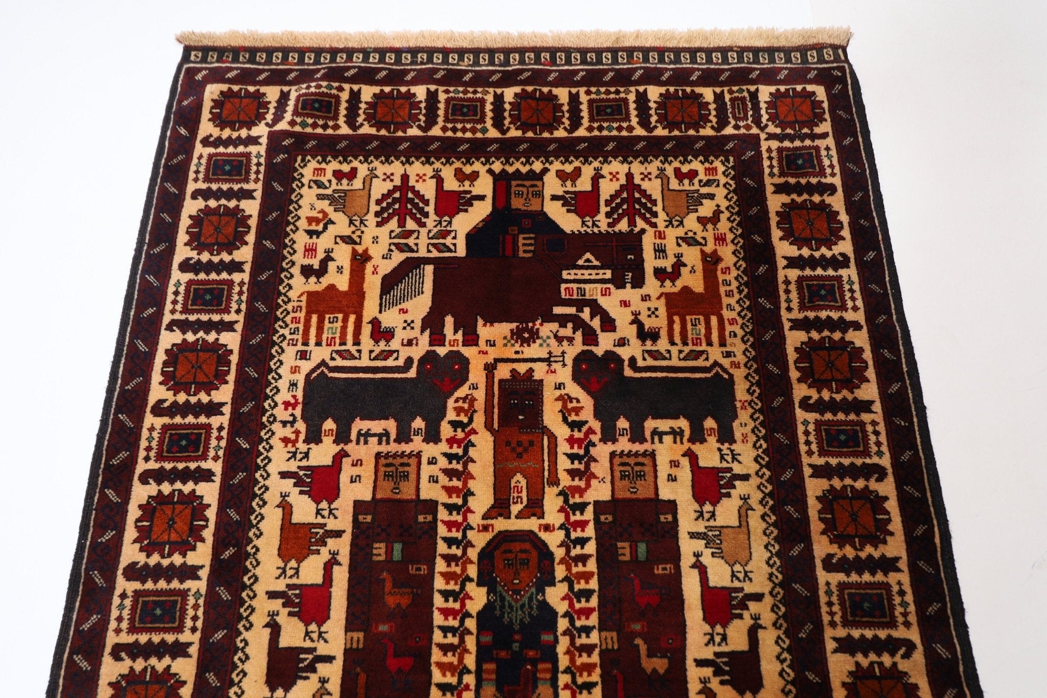 Kazak - 113 x 213 cm (3.9 x 6.9 ft) Handmade Wool Rug - Jerm Rugs - Handmade Afghan Rug - Jerm Rugs