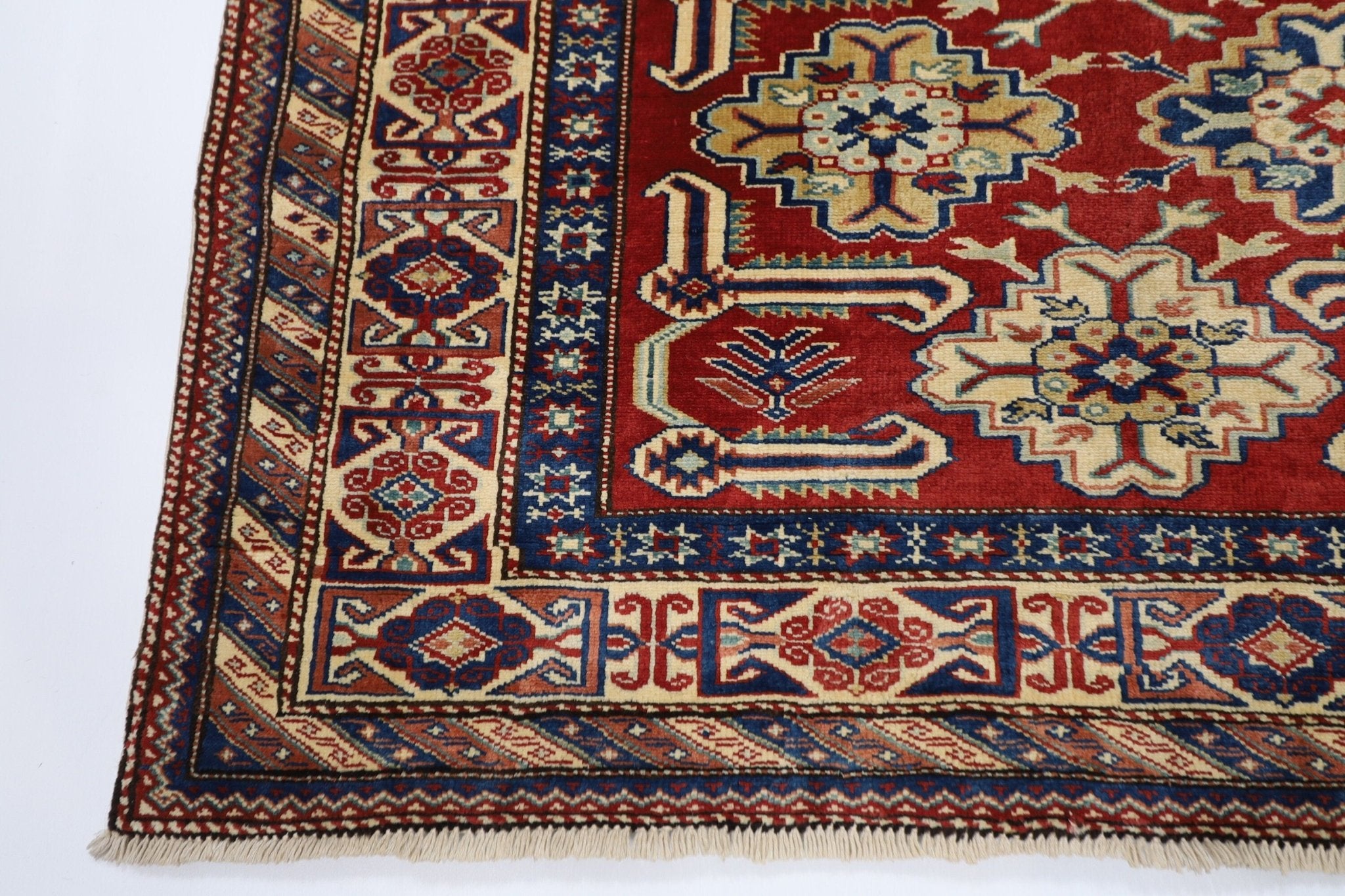 Kazak - 116 x 153 cm (3'10 x 5 ft) Hand Knotted Area Rug - Jerm Rugs - Handmade Afghan Rug - Jerm Rugs