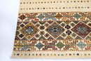 Kazak - 122x182 cm (4x6 ft) Beige Tribal SilkWool Area Rug - Jerm Rugs - Handmade Afghan Rug - Jerm Rugs