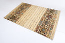 Kazak - 122x182 cm (4x6 ft) Beige Tribal SilkWool Area Rug - Jerm Rugs - Handmade Afghan Rug - Jerm Rugs