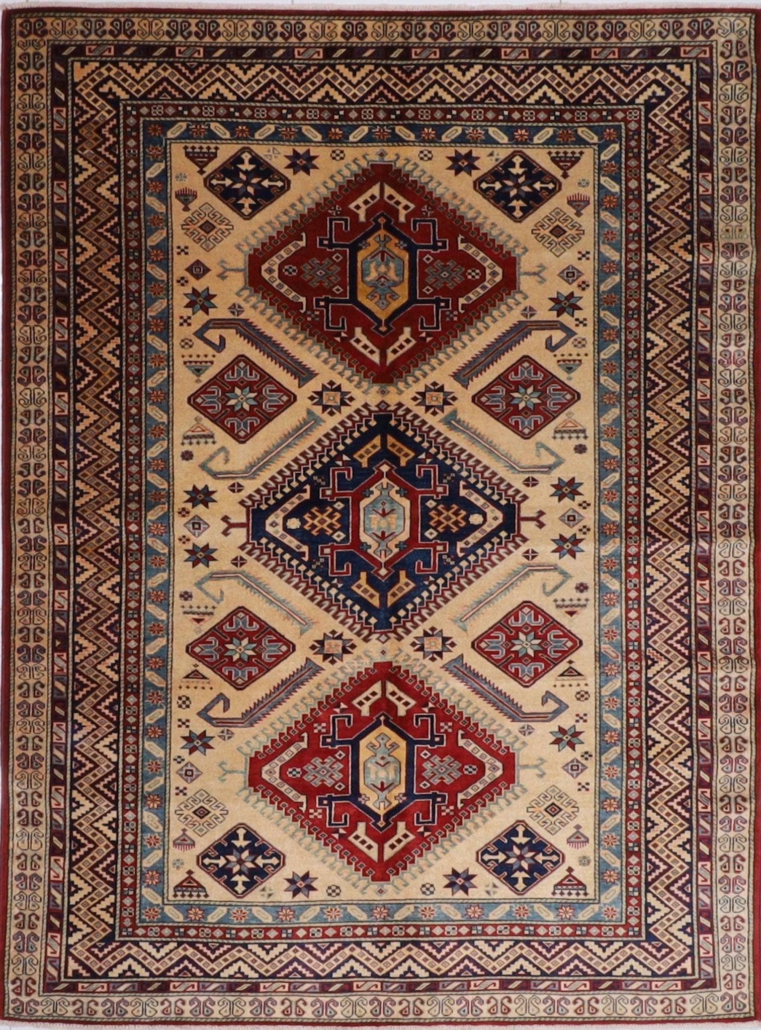 Kazak - 172x247 cm | 5'8" x 8'2" Hand-Knotted Wool Area Rug