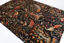 Kazak - 188 x 278 cm (6'2 x 9'2 ft) Black Birds Wool Area Rug - Jerm Rugs - Handmade Afghan Rug - Jerm Rugs