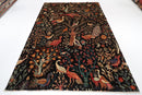 Kazak - 188 x 278 cm (6'2 x 9'2 ft) Black Birds Wool Area Rug - Jerm Rugs - Handmade Afghan Rug - Jerm Rugs