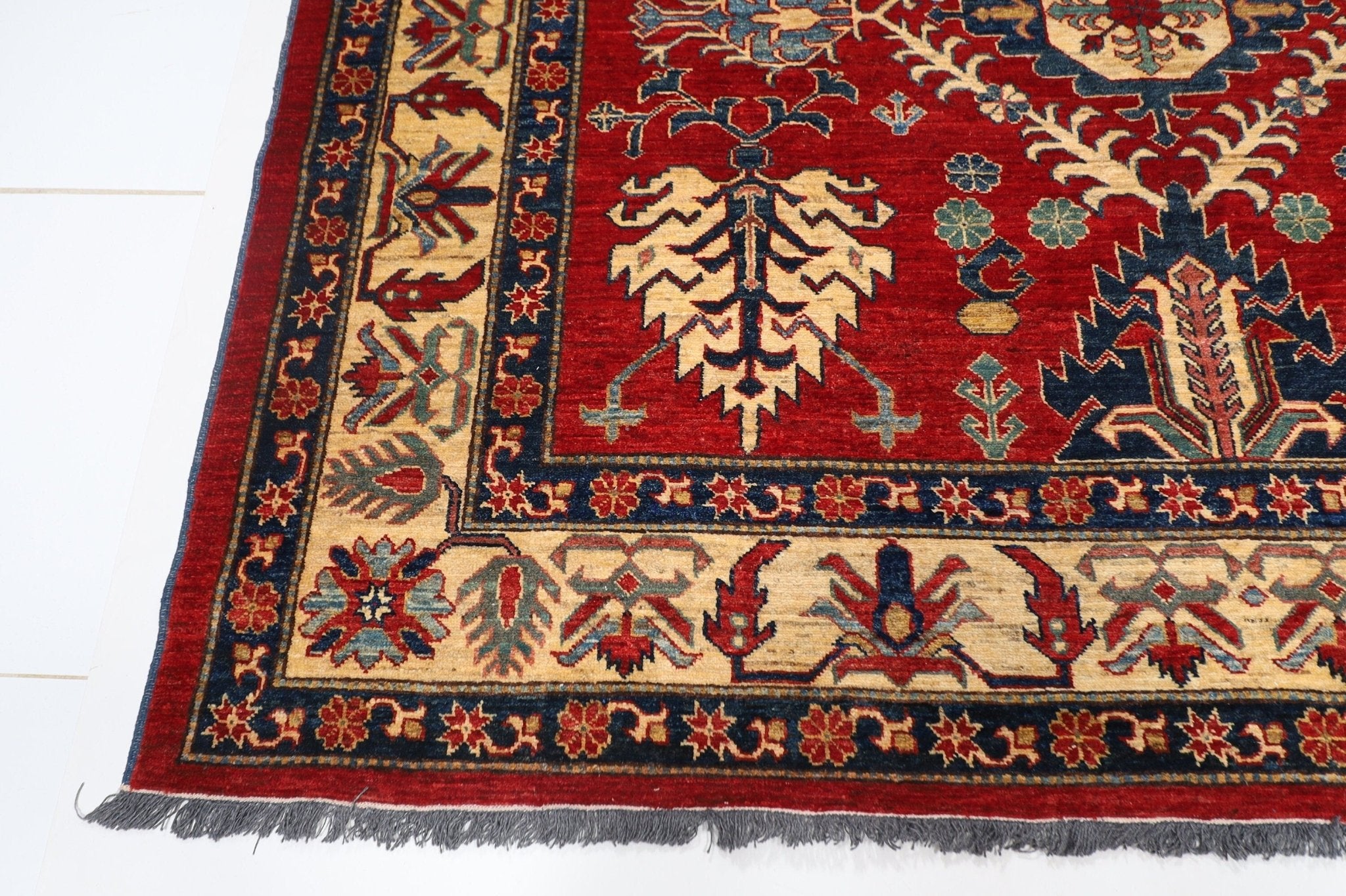 Kazak - 221x293 cm (7'3"x9'8") Afghan Hand - Knotted Wool Area Rug - Jerm Rugs - Jerm Rugs