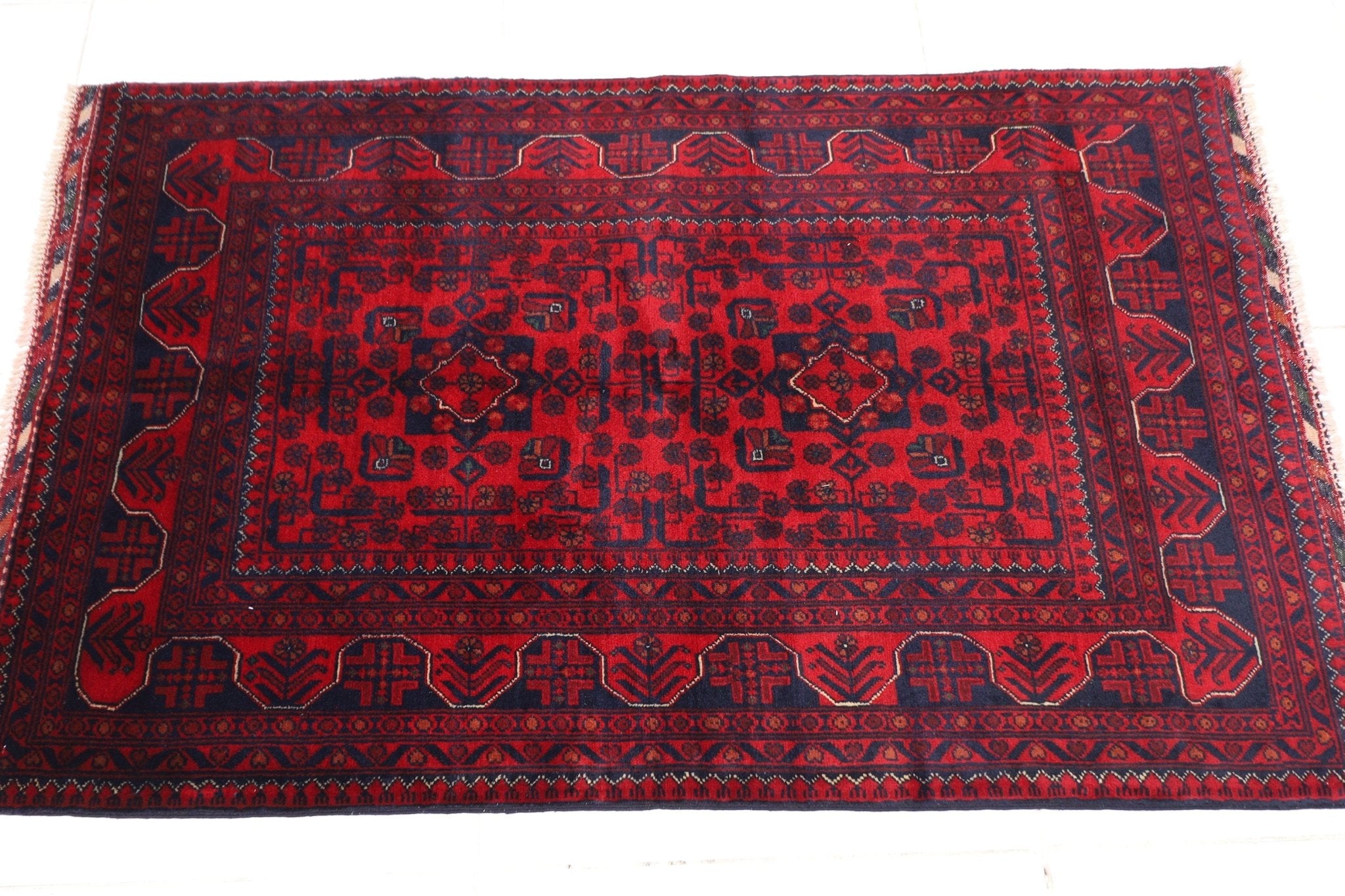 Kazak - 3'3 x 5'4 ft (98 x 162 cm) Handmade Afghan Rug - Jerm Rugs - Handmade Afghan Rug - Jerm Rugs