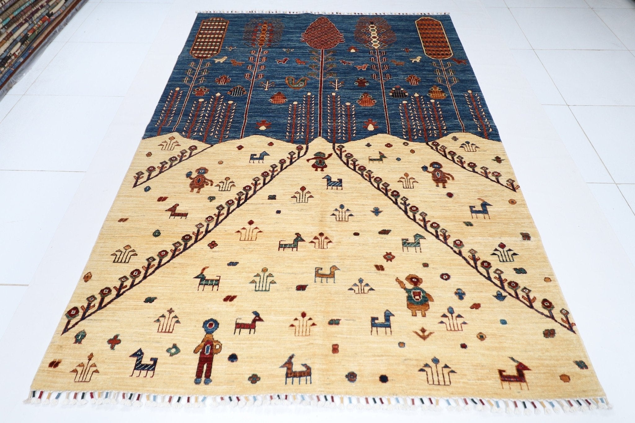 Kazak - 6'11x8'8 ft (180x263 cm) Handmade Area Rug - Jerm Rugs - Handmade Afghan Rug - Jerm Rugs