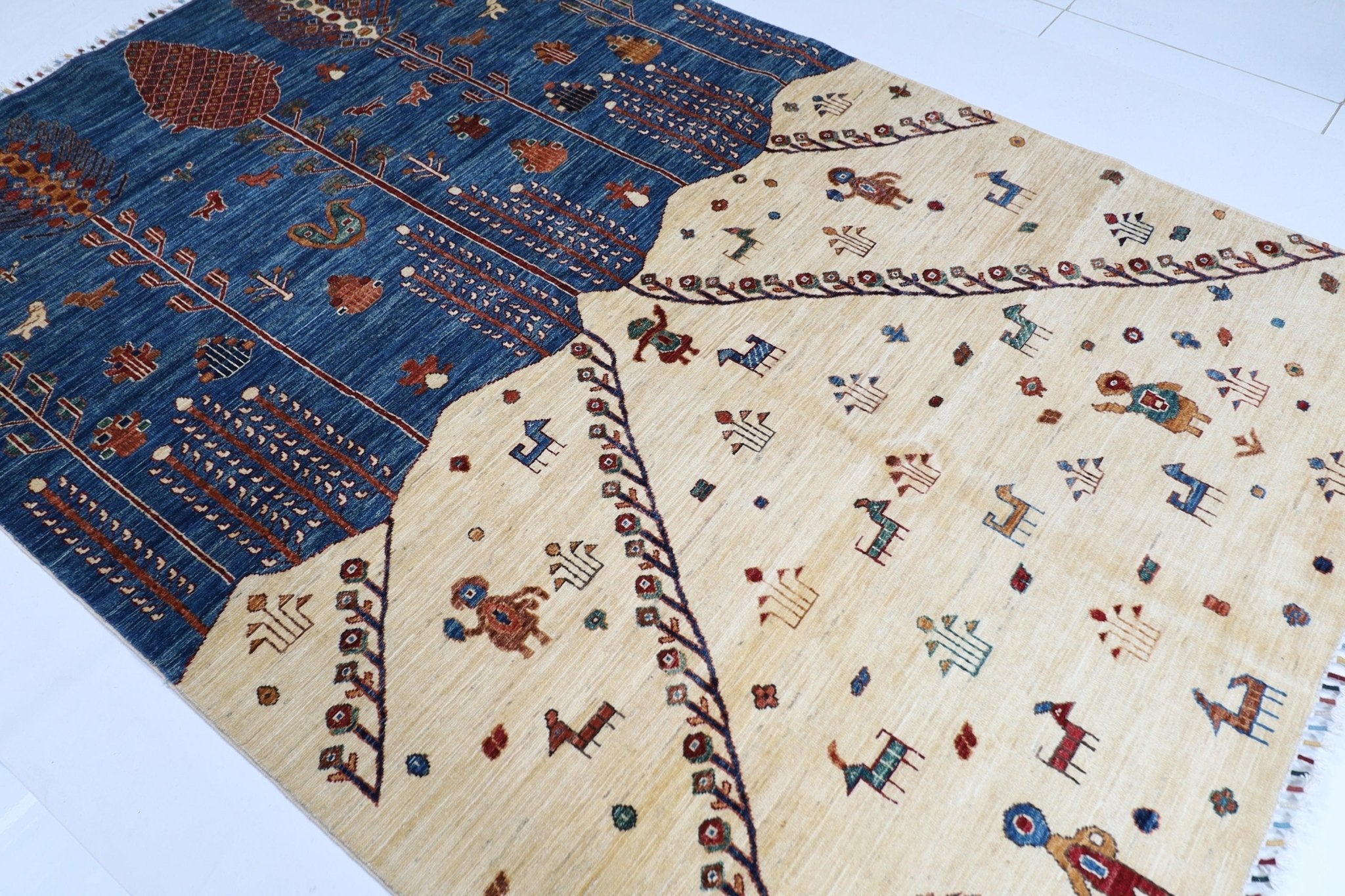 Kazak - 6'11x8'8 ft (180x263 cm) Handmade Area Rug - Jerm Rugs - Handmade Afghan Rug - Jerm Rugs