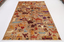 Kazak - 6.3x8.11 ft (189x287 cm) Brown Wool Area Rug - Jerm Rugs - Handmade Afghan Rug - Jerm Rugs