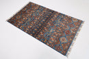 Kazak - 92 x 155 cm (3 x 5.2 ft) Tribal Blue Animal Area Rug - Jerm Rugs - Handmade Afghan Rug - Jerm Rugs