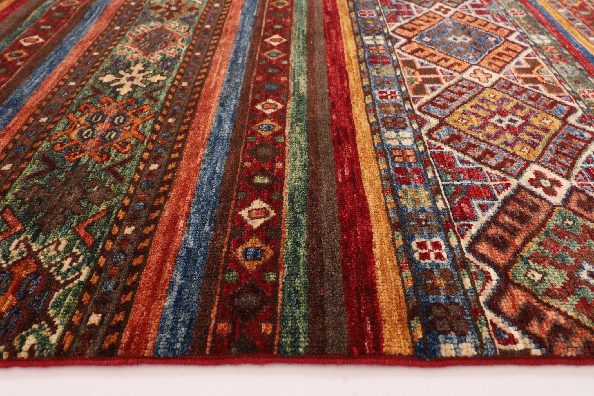 Kazak Area Rug - 106x155 cm (3'6x5 ft.) Hand Knotted Afghan Wool - Jerm Rugs - Handmade Afghan Rug - Jerm Rugs