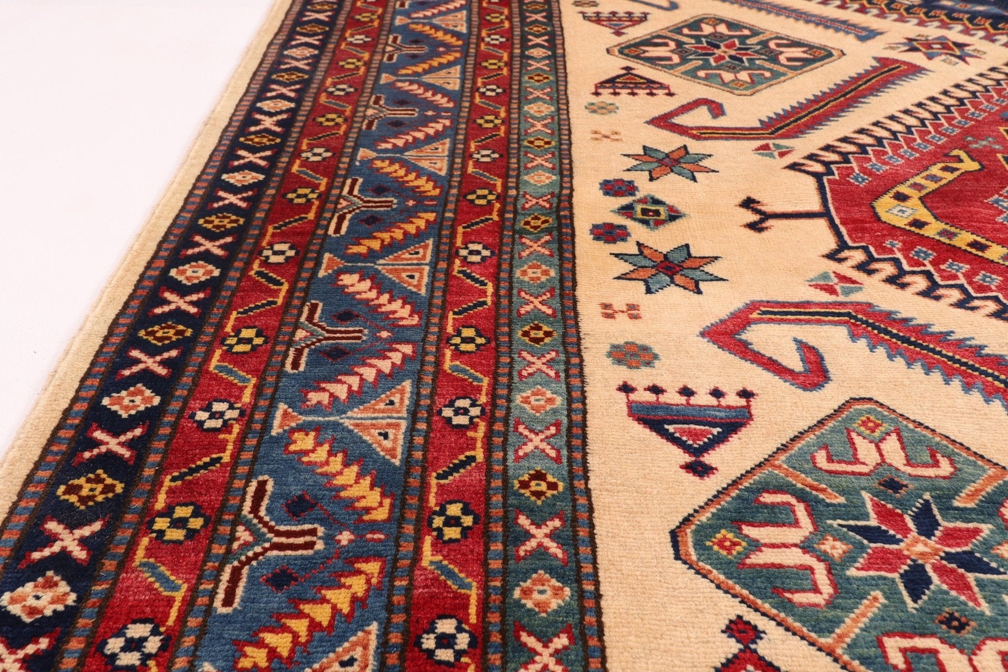 Kazak Area Rug - 178 x 250 cm (5'10" x 8'3") | Hand Knotted Tribal Design for Home Decor - Jerm Rugs - Handmade Afghan Rug - Jerm Rugs