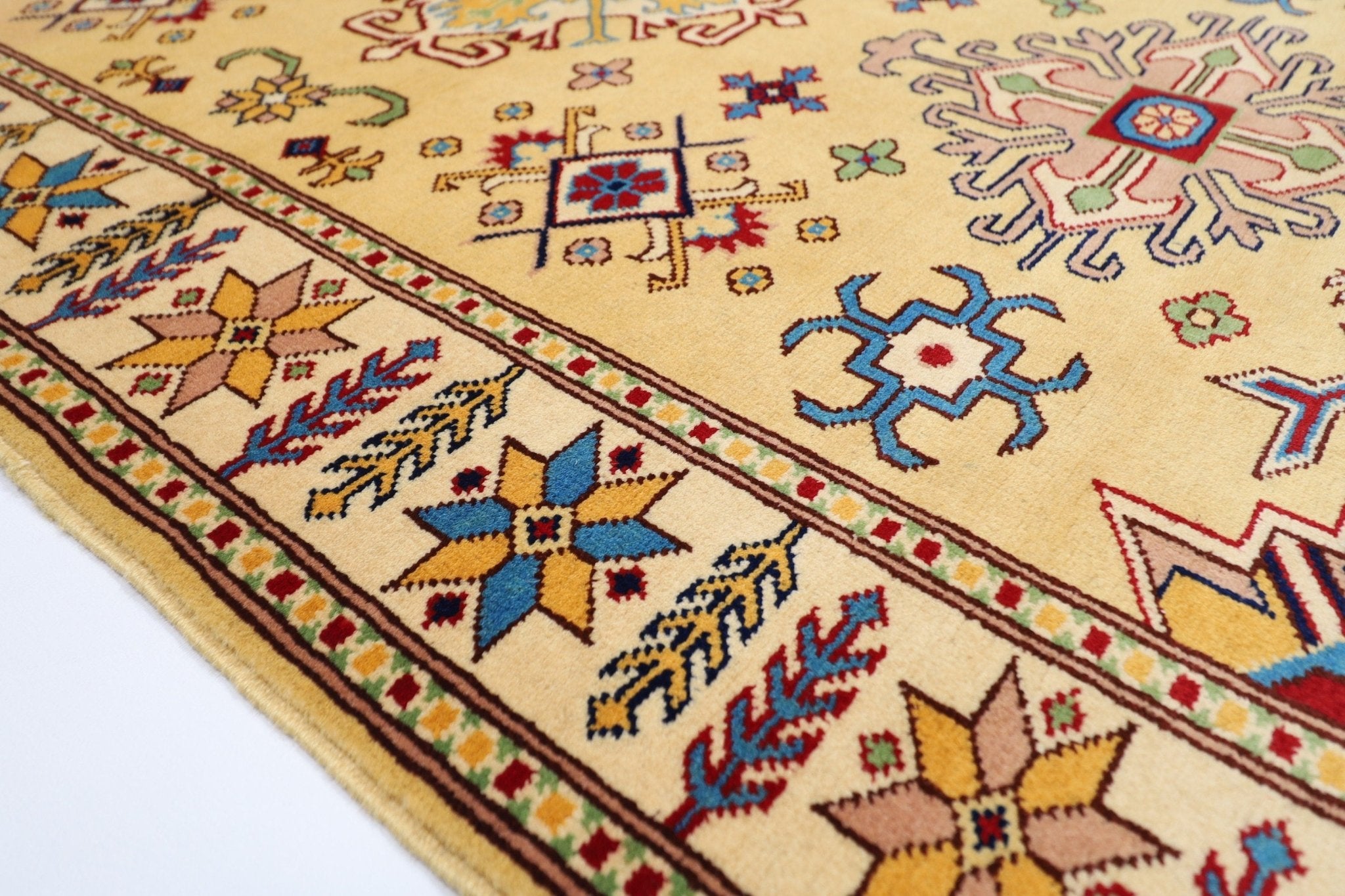 Kazak Area Rug - 3'4" x 4'11" (101 x 149 cm) - Jerm Rugs - Handmade Afghan Rug - Jerm Rugs